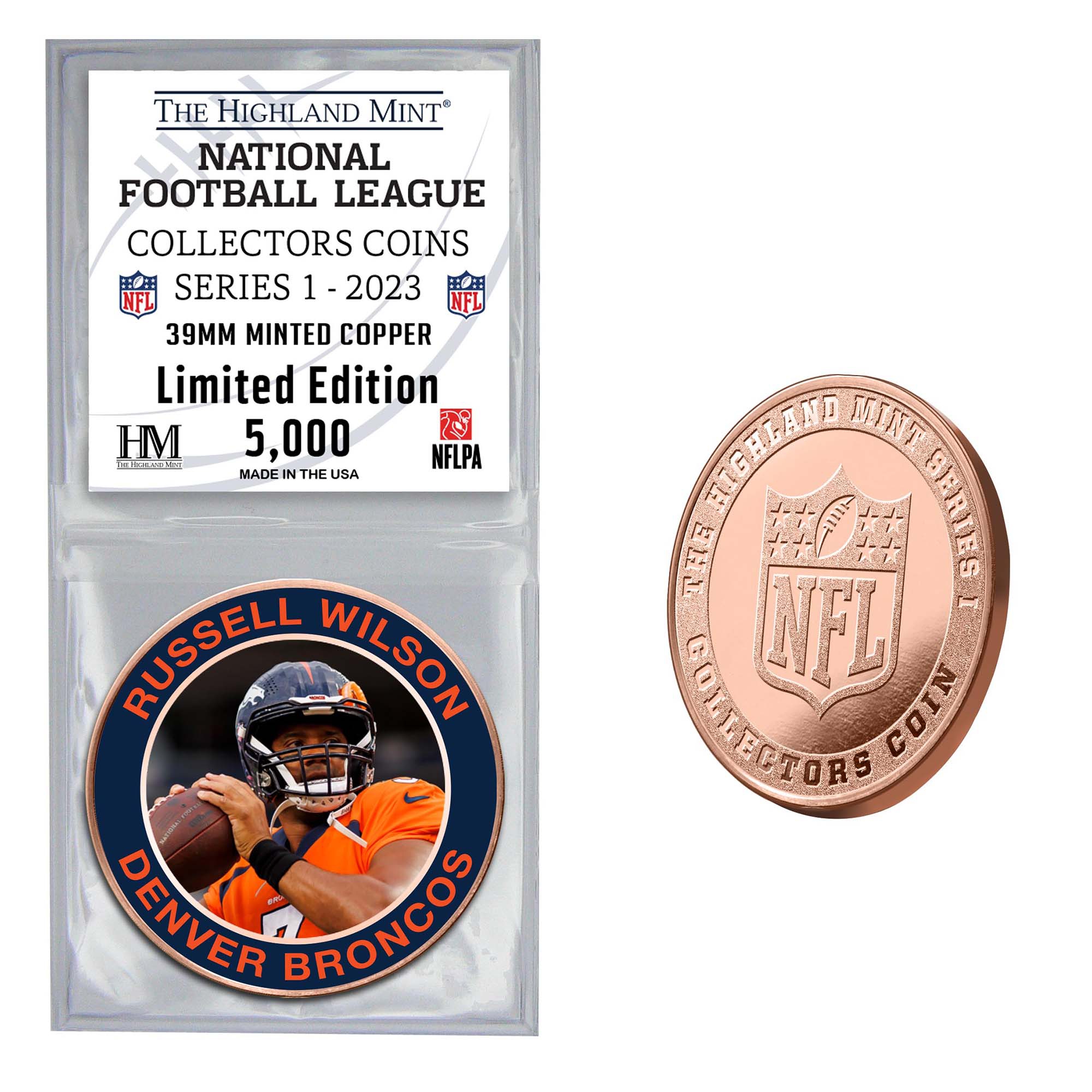 NFL Collectors Coins Series 1 Russell Wilson Denver Broncos Gedenkmünze