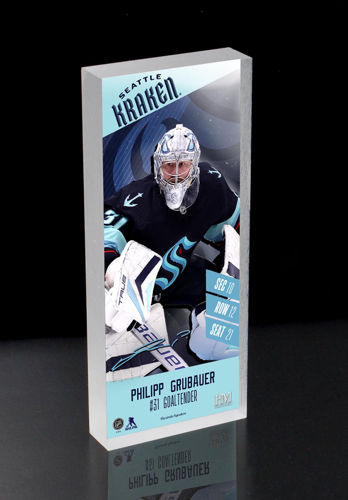 Philipp Grubauer Seattle Kraken NHL Player Ticket 3D Block Art