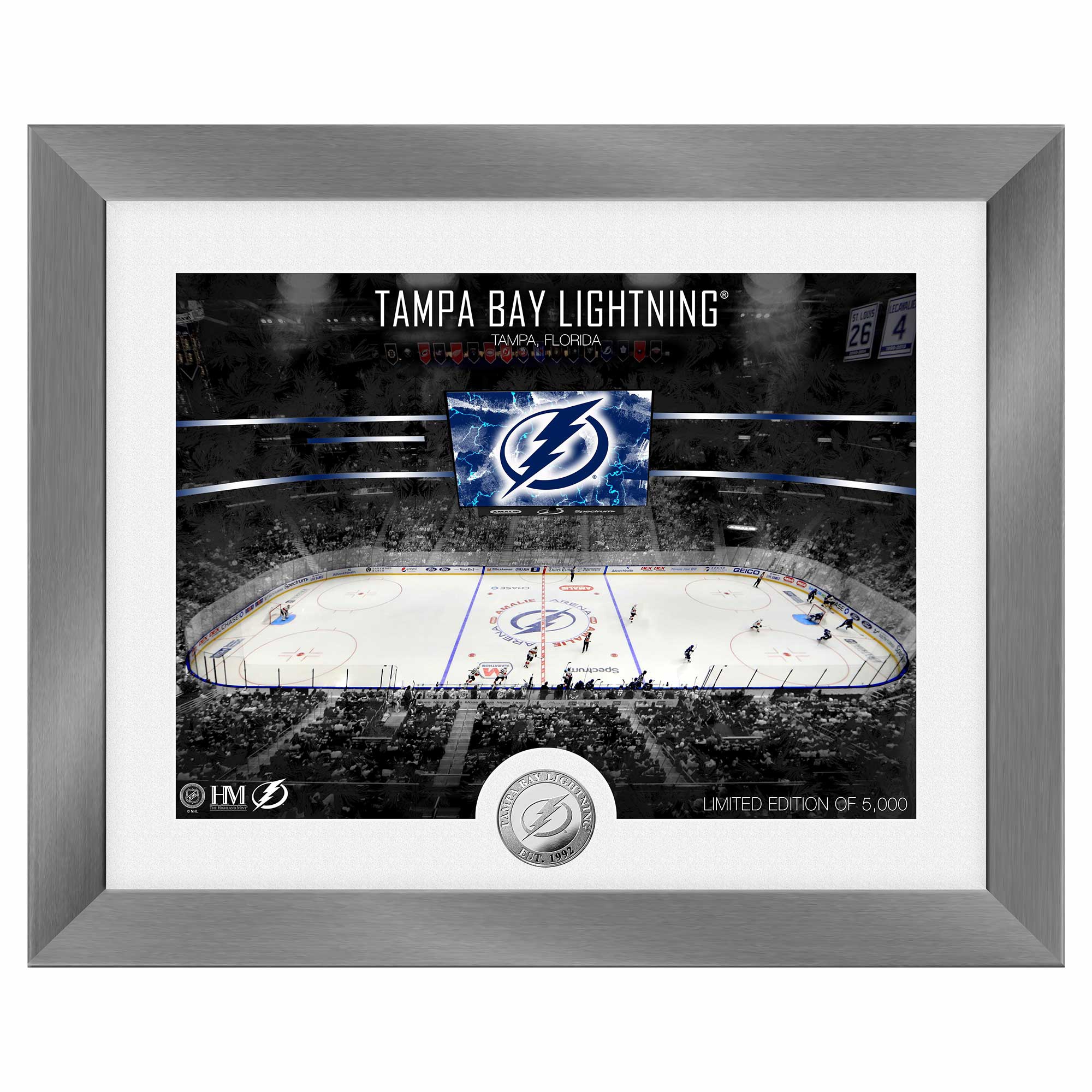 Tampa Bay Lightning Art Deco Stadium Silver Coin Framed NHL Photo