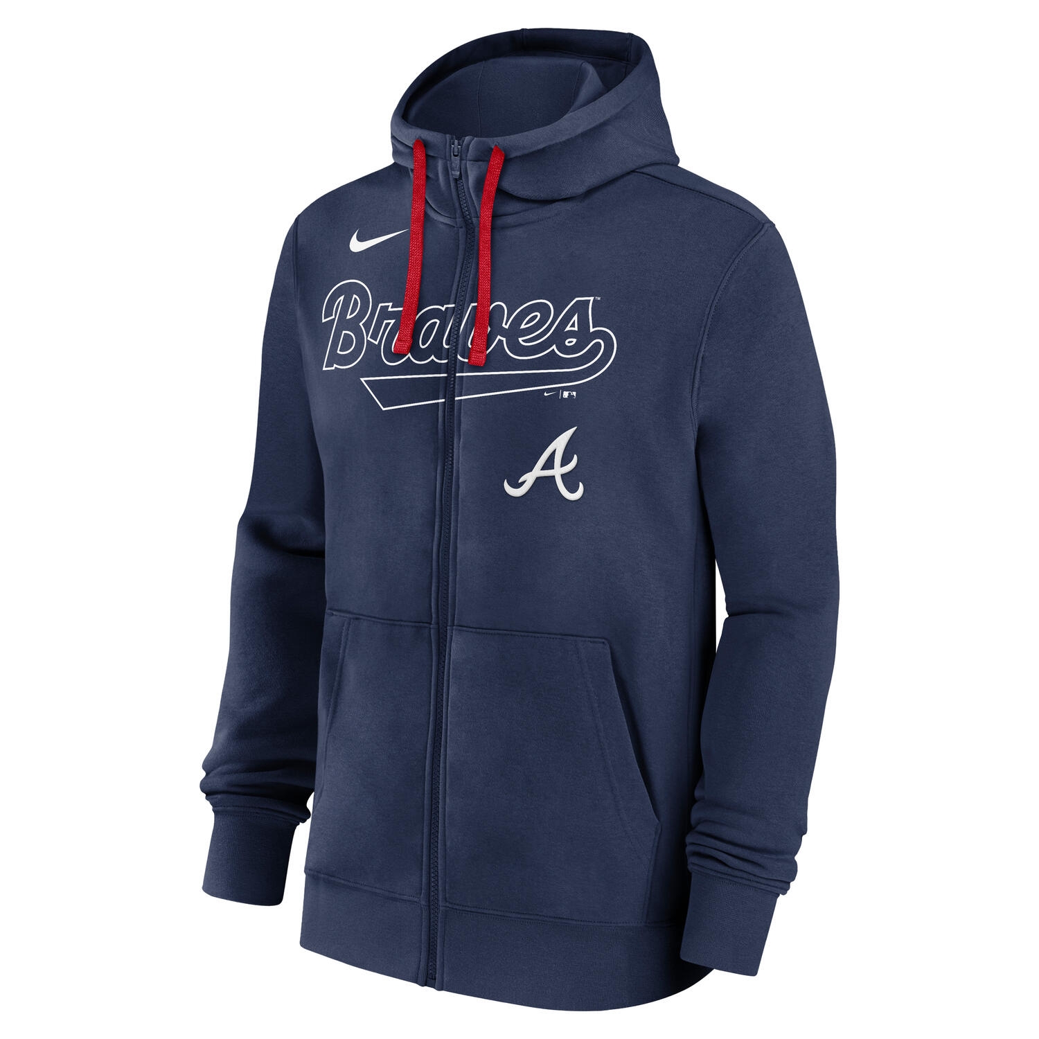 Atlanta Braves Knockout Script MLB Full-Zip Hoodie Navy