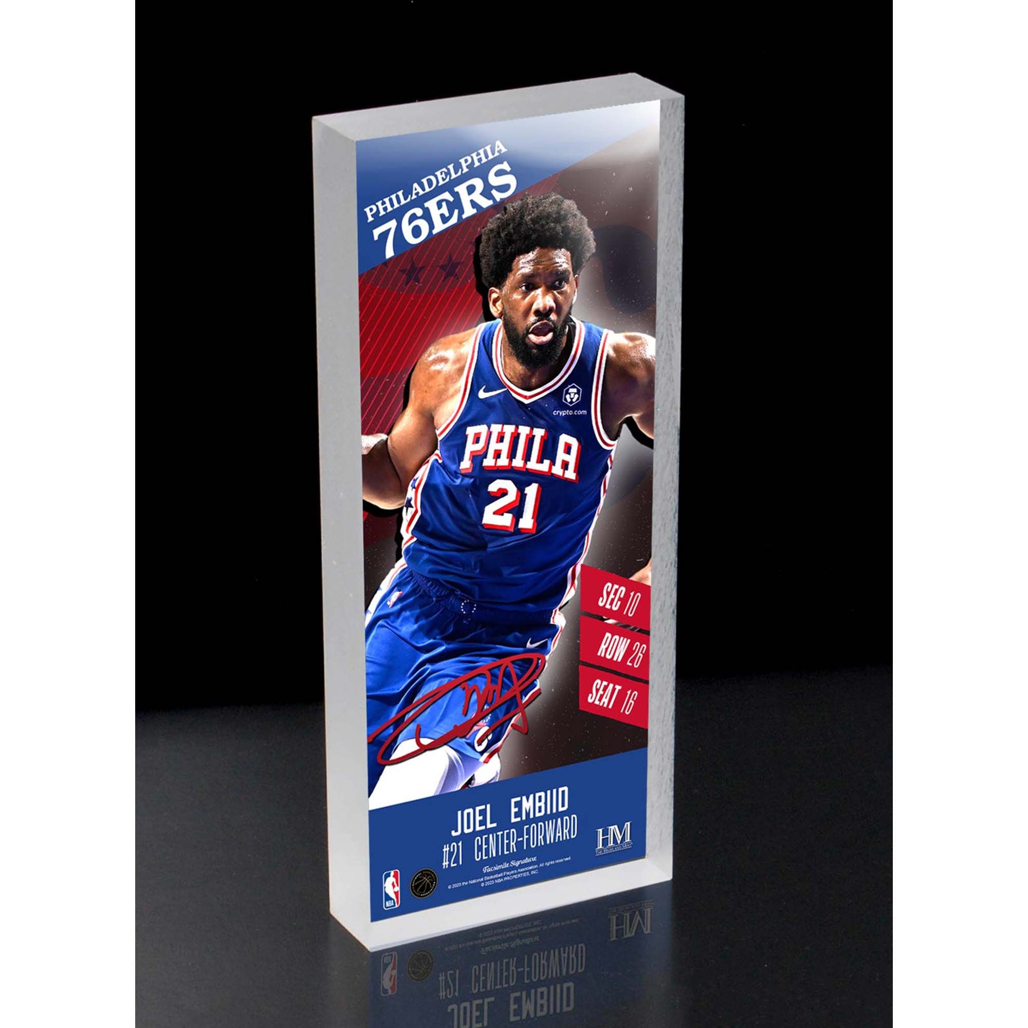 Joel Embiid Philadelphia 76ers NBA Player Ticket 3D Block Art