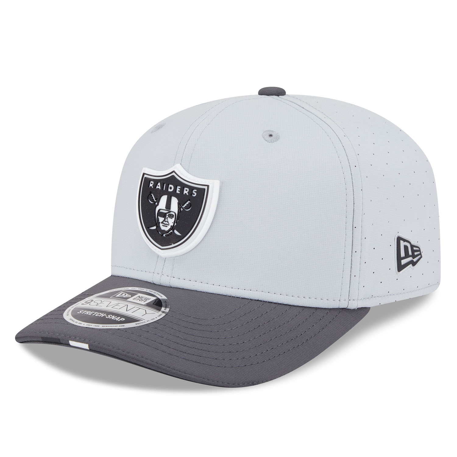 Las Vegas Raiders 2025 NFL Training Camp New Era 9SEVENTY Stretch-Snap Cap CW Grau