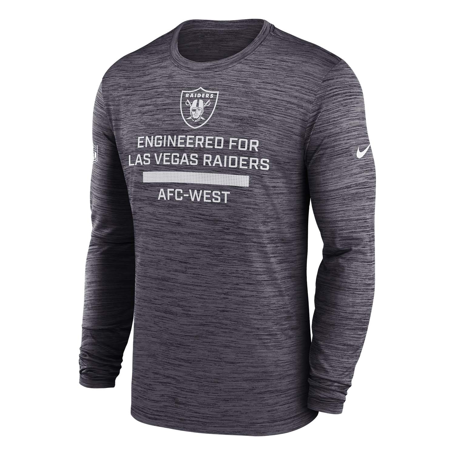 Las Vegas Raiders 2025 NFL Sideline Nike Velocity Performance Long Sleeve T-Shirt Grau