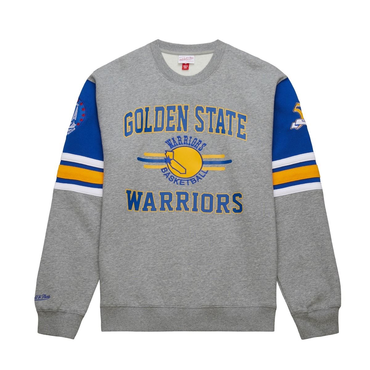 Golden State Warriors Mitchell & Ness All Over 4.0 Crew NBA Pullover Gray