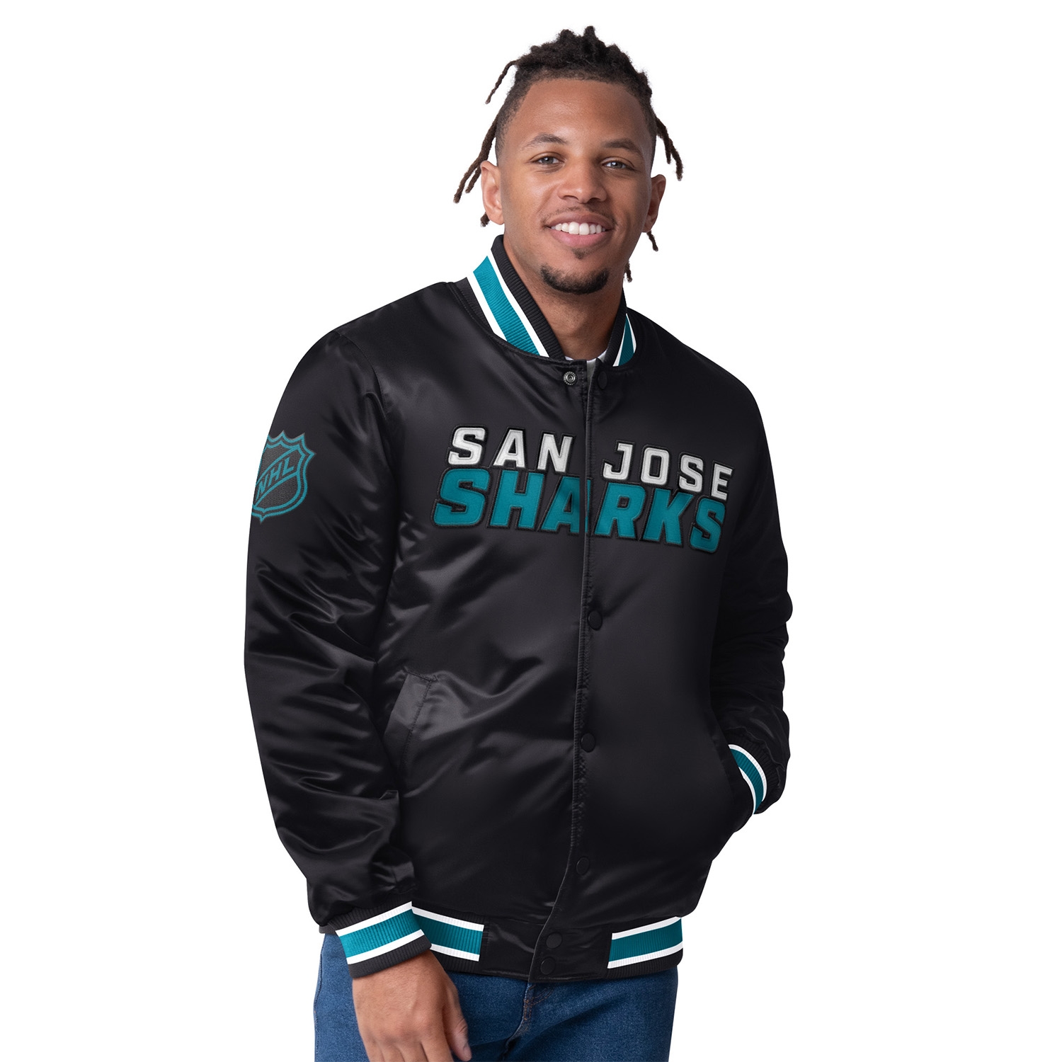San Jose Sharks Closer Reversible NHL Varsity Jacket Black/Teal