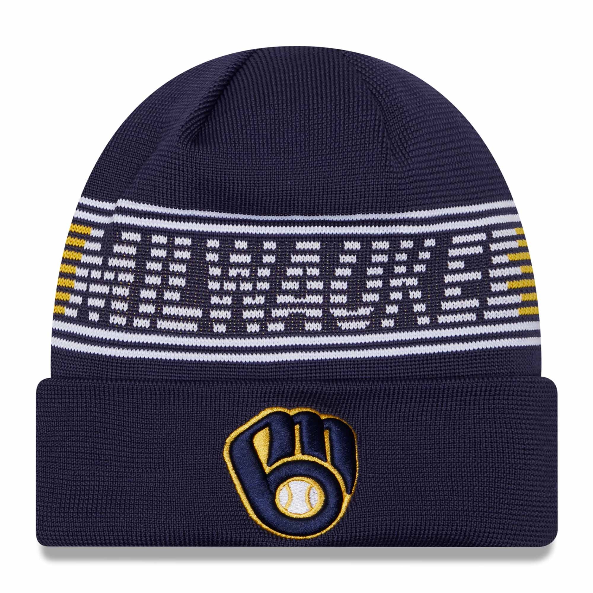 Milwaukee Brewers Authentic 2024 MLB Clubhouse New Era Beanie Wintermütze