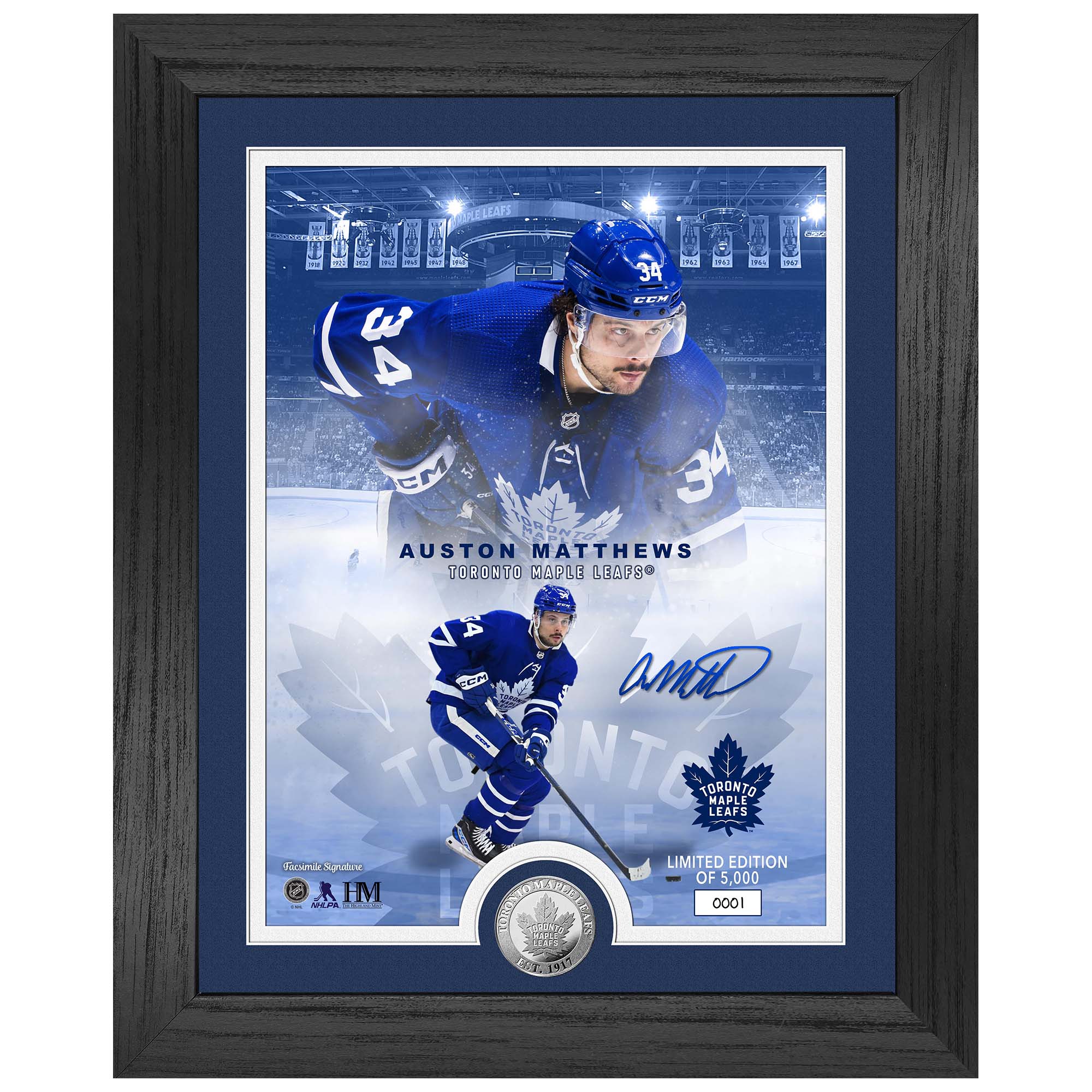 Auston Matthews Toronto Maple Leafs Silver Coin Framed NHL Photo