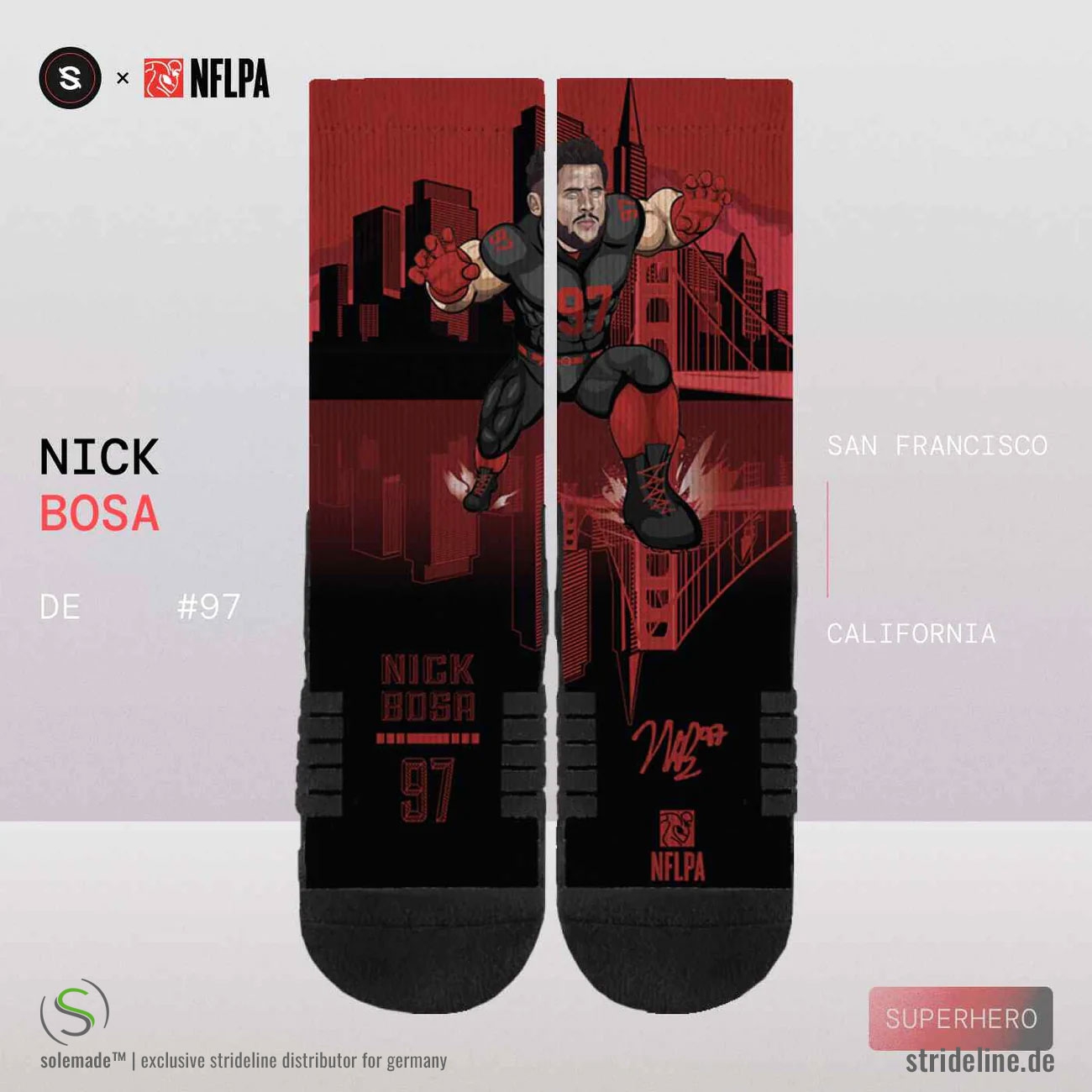 Nick Bosa San Francisco 49ers Strideline Premium NFLPA Crew Socken