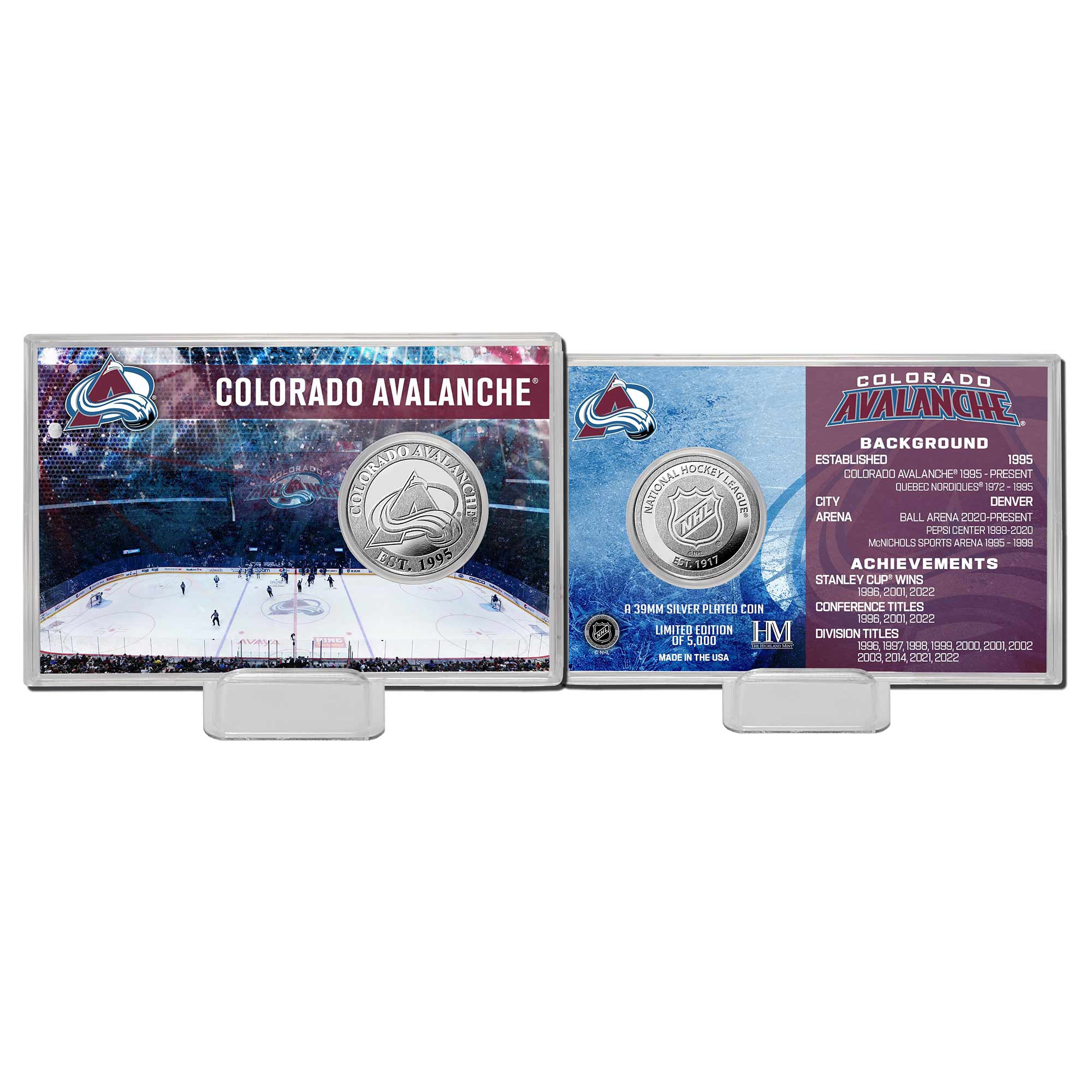 Colorado Avalanche Team History NHL Silver Coin Card