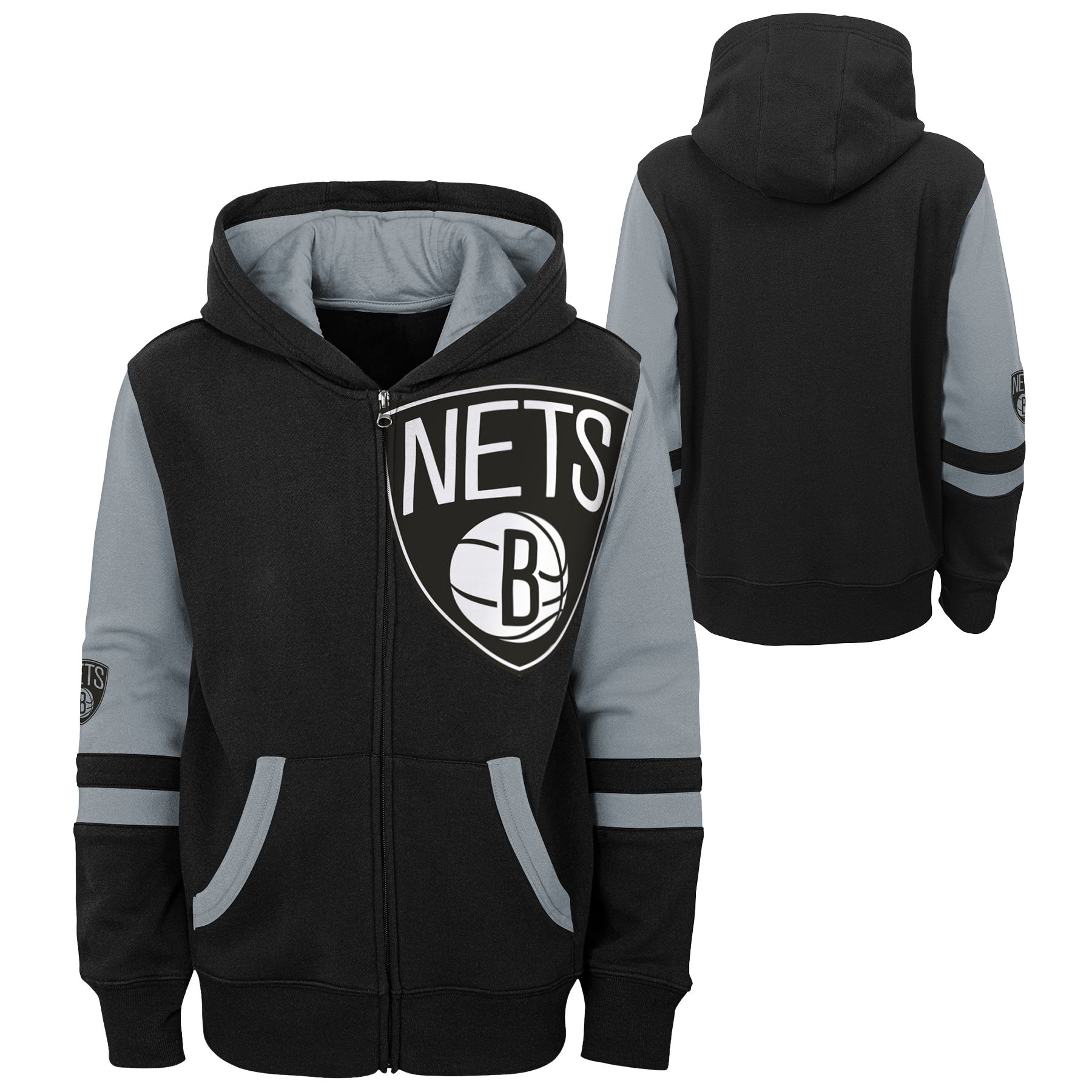 Brooklyn Nets Fleece NBA Full-Zip Hoodie Black (YOUTH)