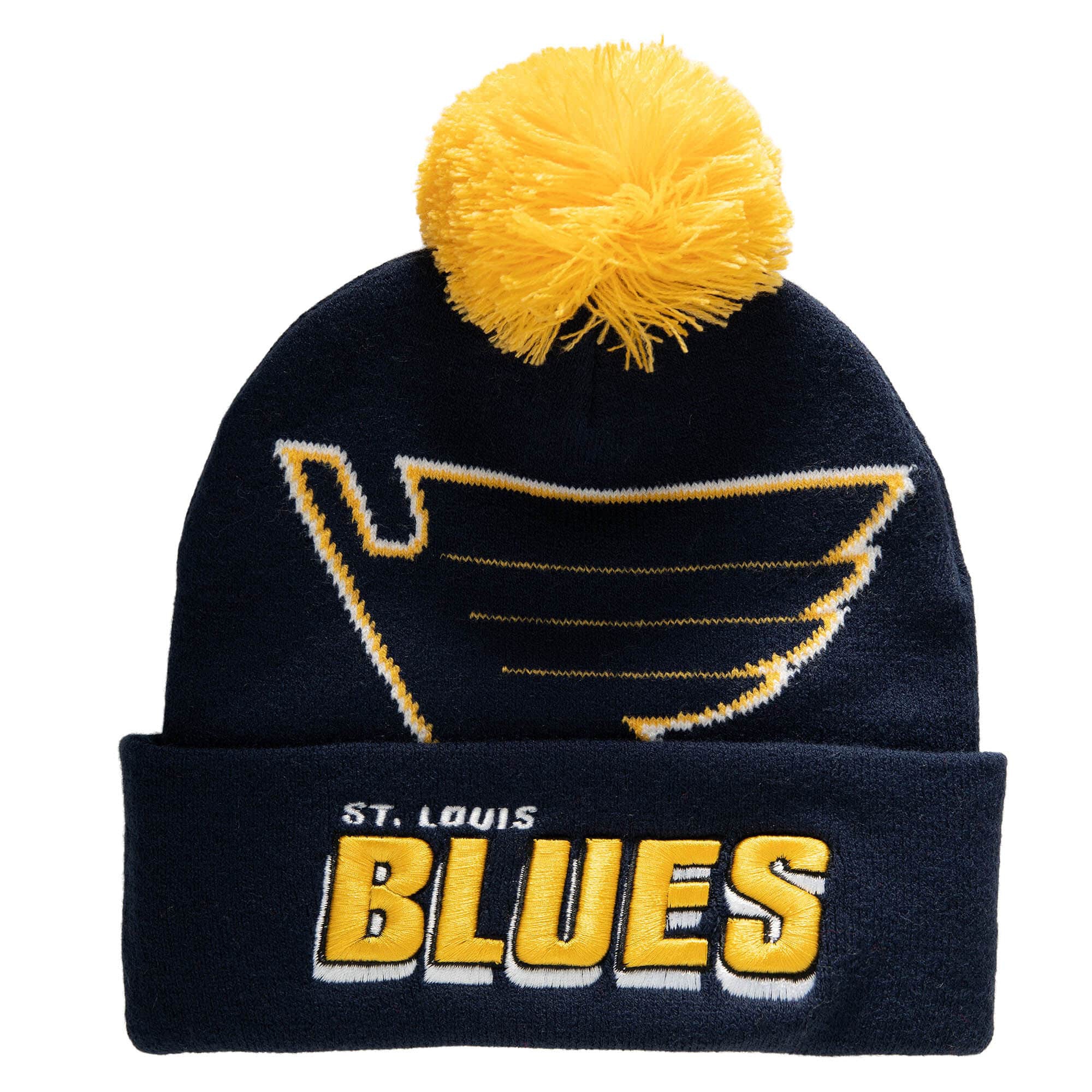 St. Louis Blues Punch Out Mitchell & Ness NHL Knit Hat Navy