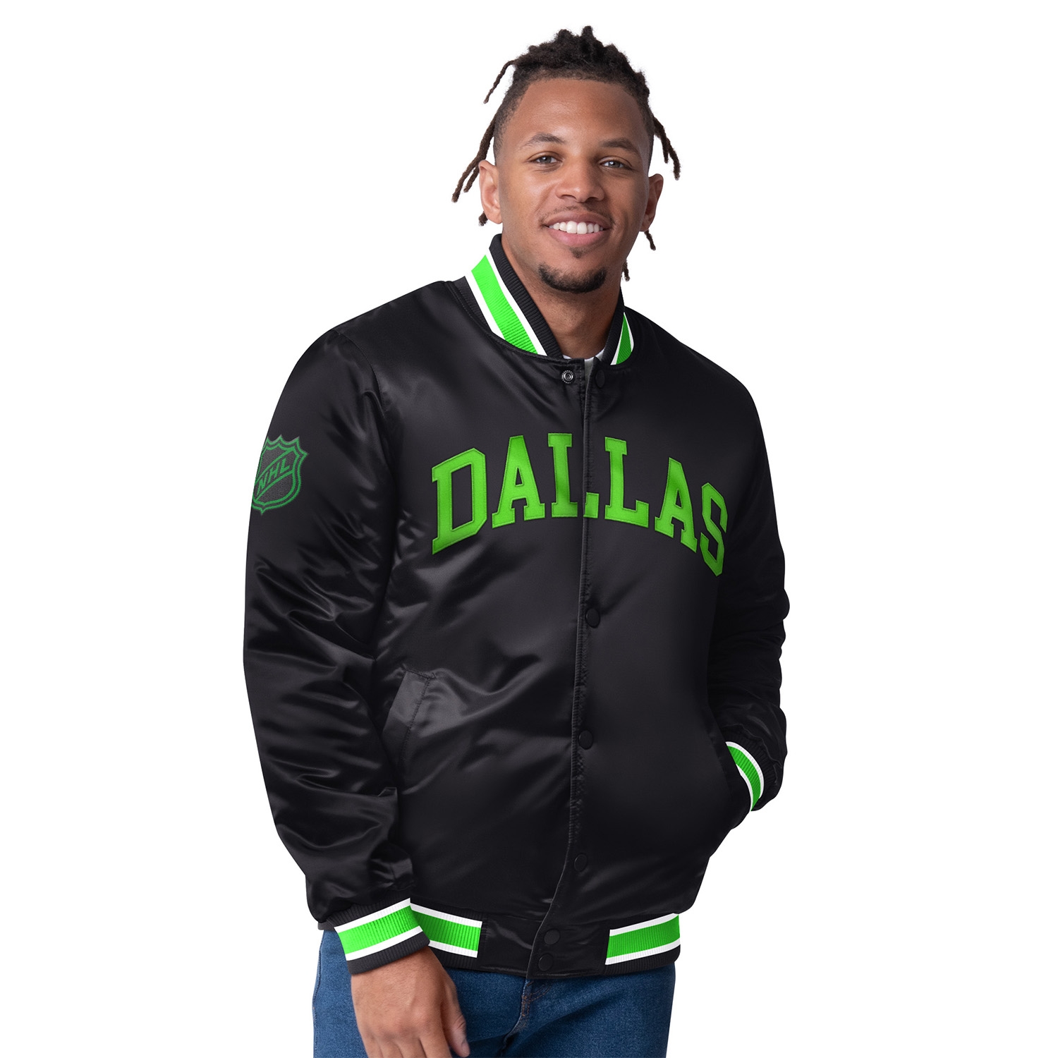 Dallas Stars Closer Reversible NHL Varsity Jacke Grün/Schwarz
