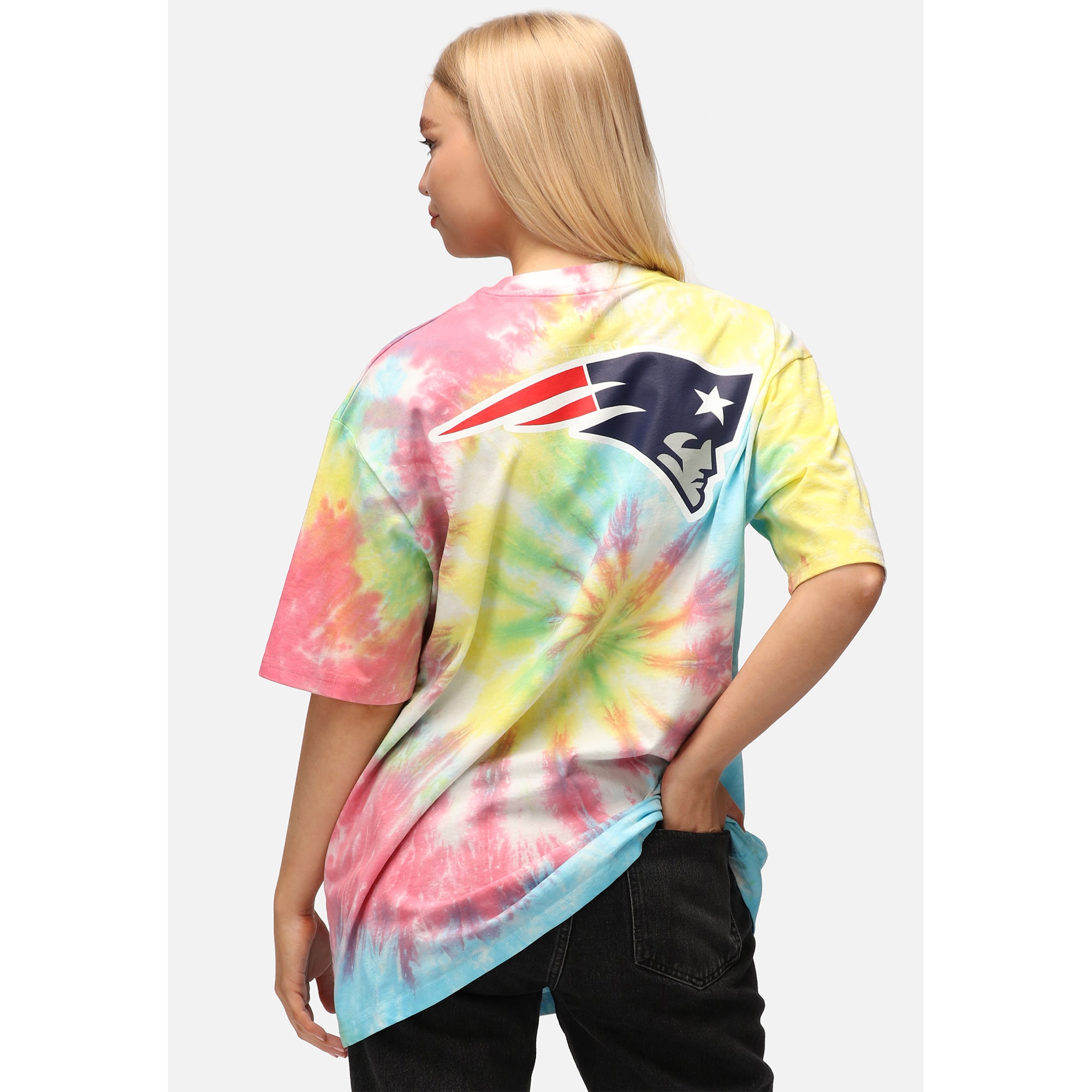 New England Patriots Rainbow Tie-Dye Recovered Relaxed NFL T-Shirt