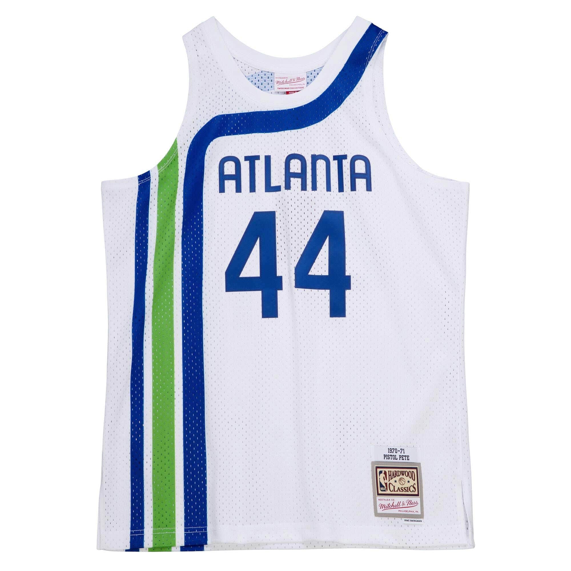 Pete Maravich #44 Atlanta Hawks 1970-71 Mitchell & Ness Swingman NBA Trikot Weiß