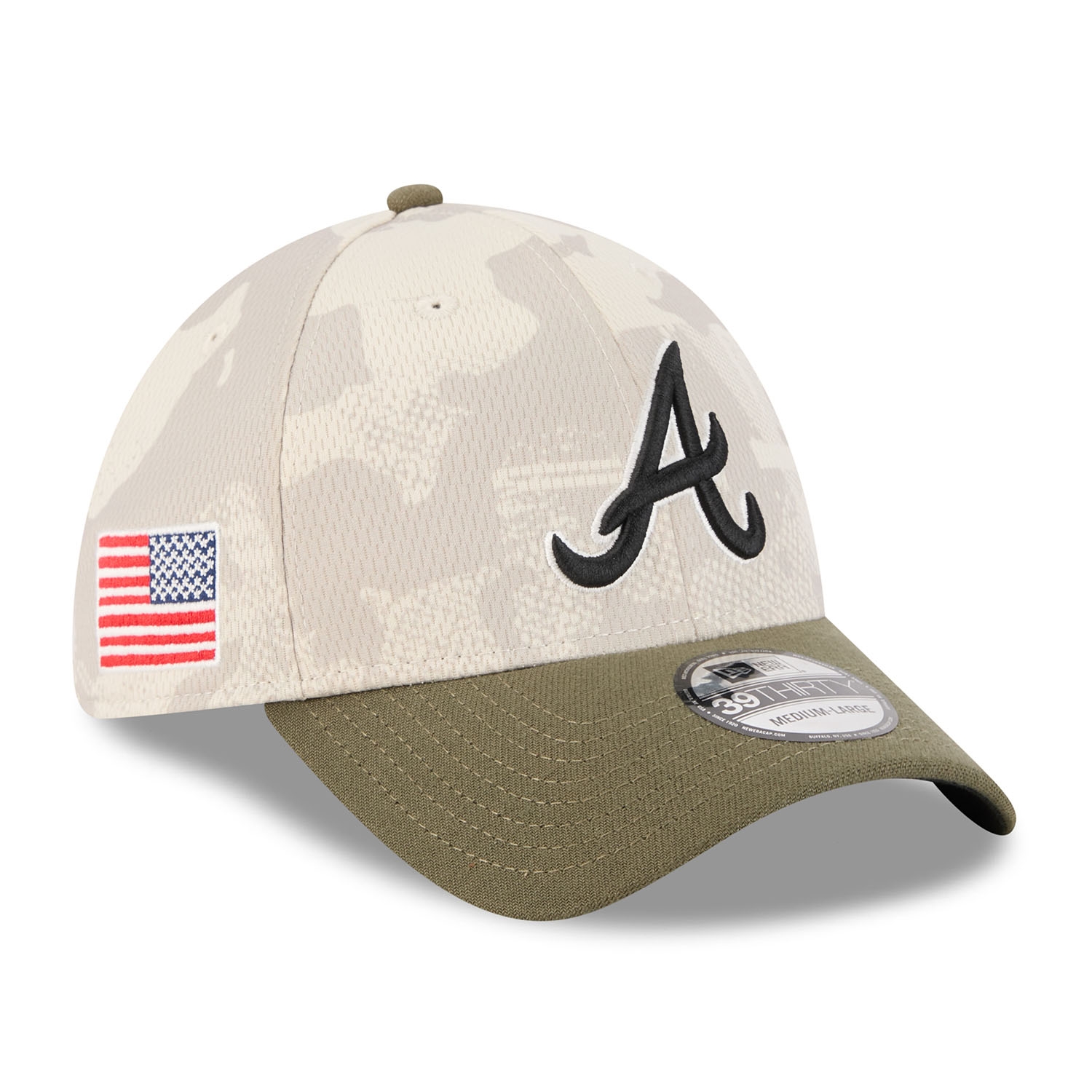 Atlanta Braves 2025 MLB Armed Forces New Era 39THIRTY Flex Cap