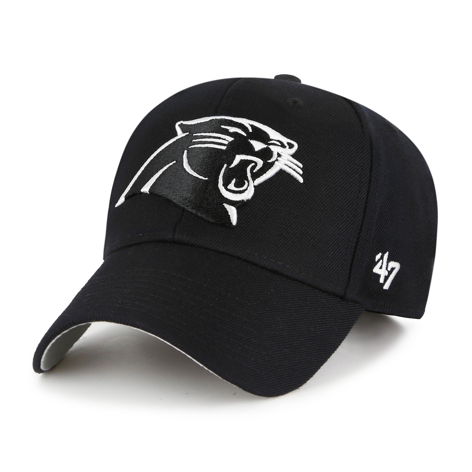 Carolina Panthers Black & White '47 MVP Adjustable NFL Cap Schwarz