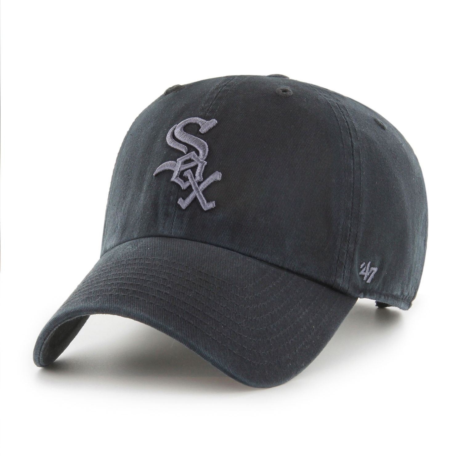Chicago White Sox Black Logo '47 Clean Up Adjustable MLB Cap Black