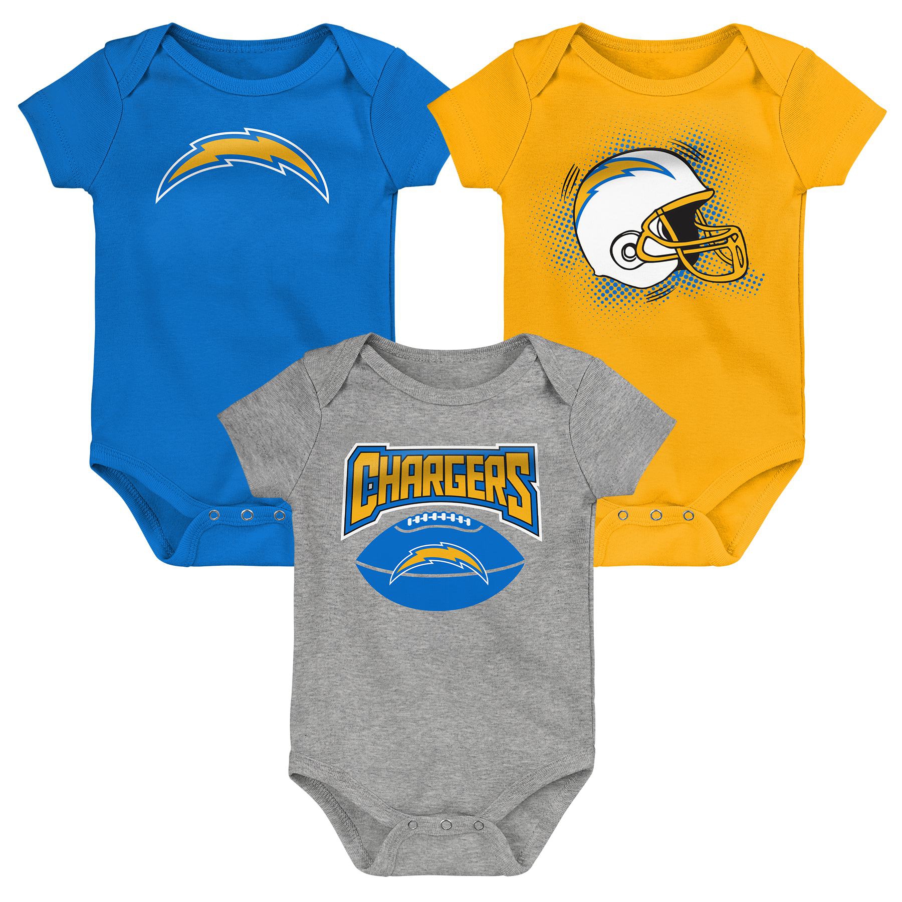 Los Angeles Chargers Game On Creeper NFL Infant Bodysuit Set (3-Piece)