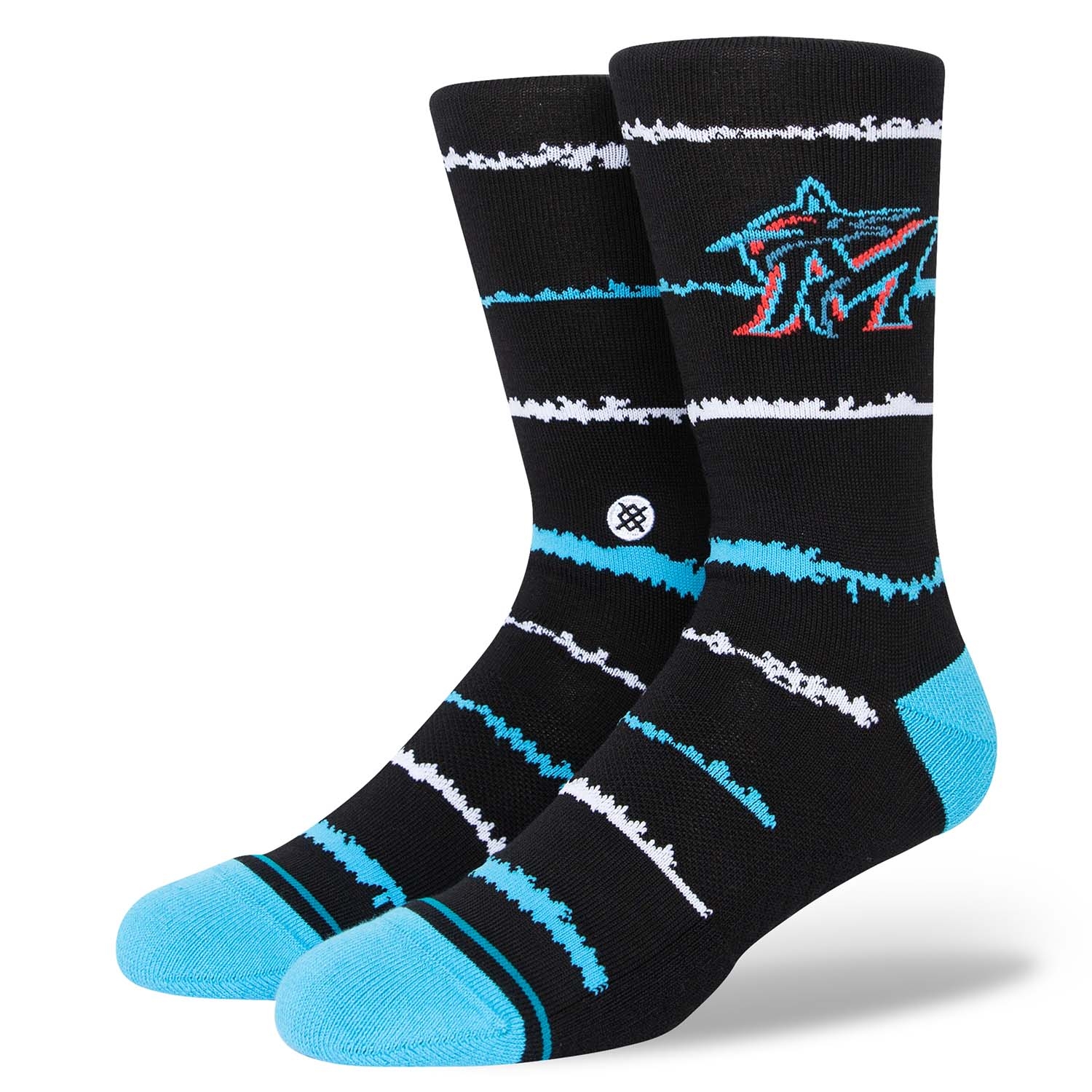 Miami Marlins Chalk Stance MLB Crew Socks Black