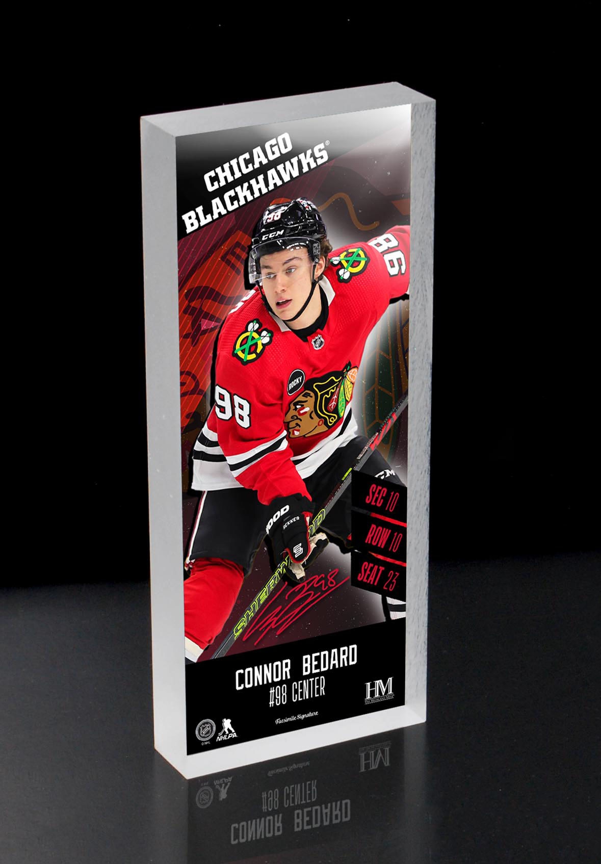 Connor Bedard Chicago Blackhawks NHL Player Ticket 3D Block Art