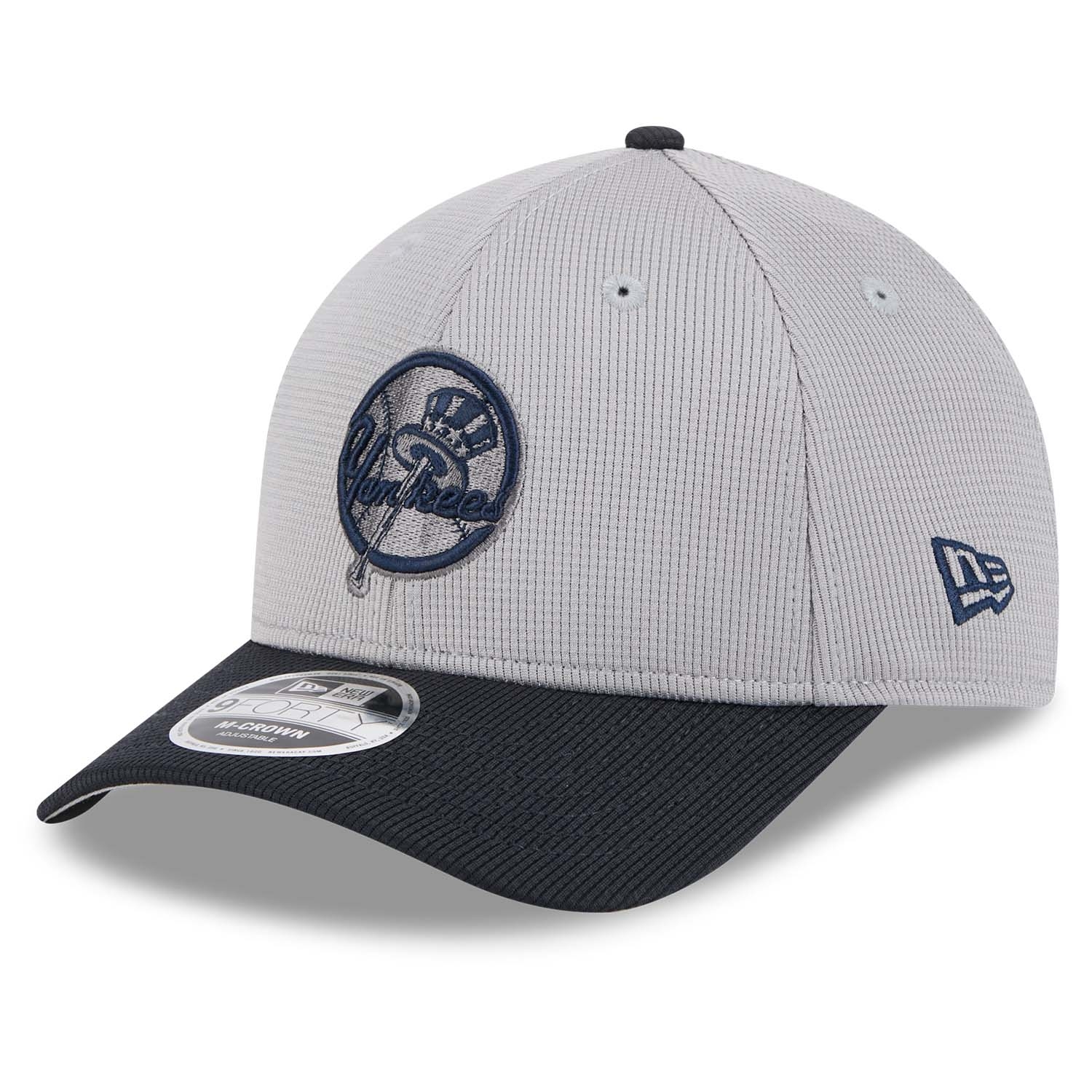 New York Yankees Road Colorway 2025 MLB Batting Practice 9FORTY M-Crown Snapback Cap Grau