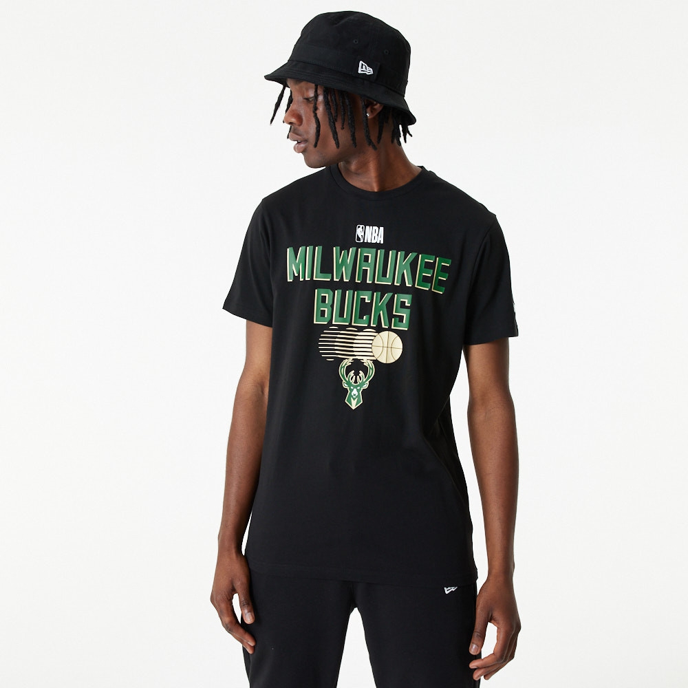 New Era Milwaukee Bucks Team Graphic Basketball T-Shirt Schwarz