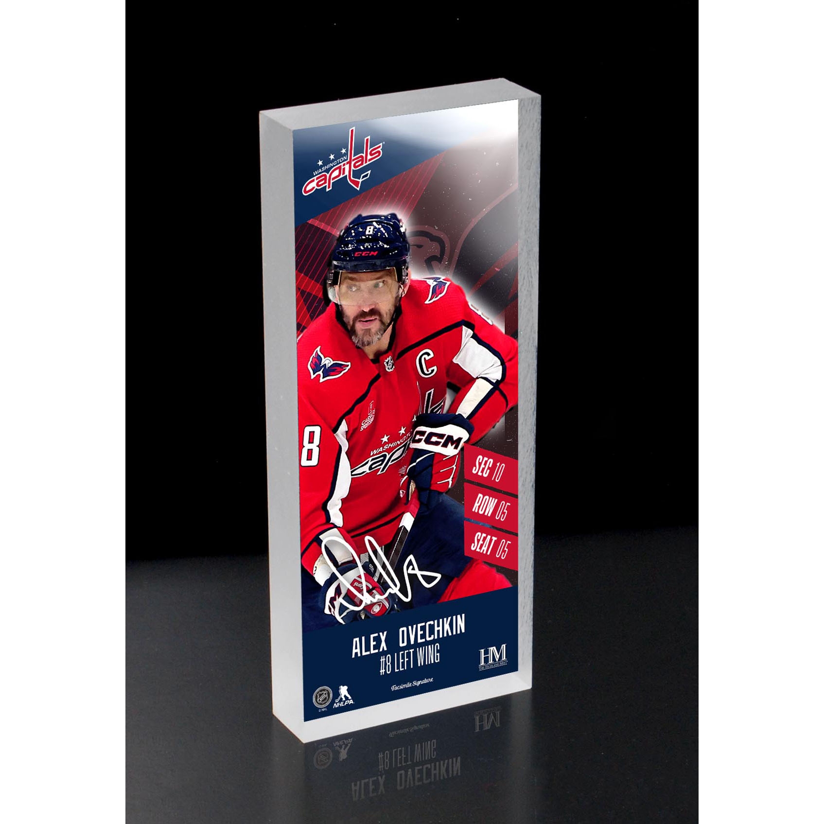 Alex Ovechkin Washington Capitals NHL Player Ticket 3D Block Art