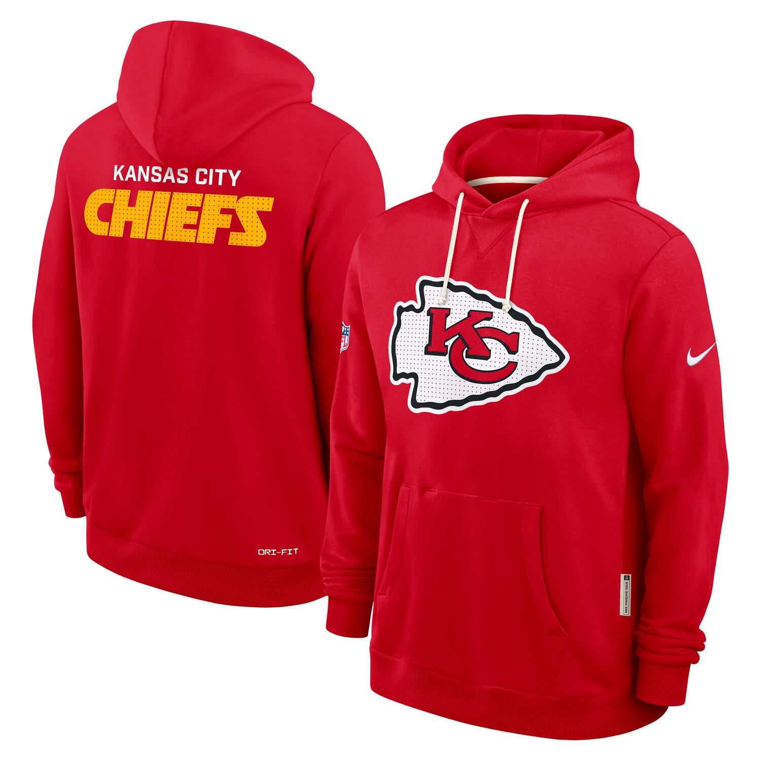 Kansas City Chiefs 2025 NFL Sideline Nike Standard Issue Hoodie Rot