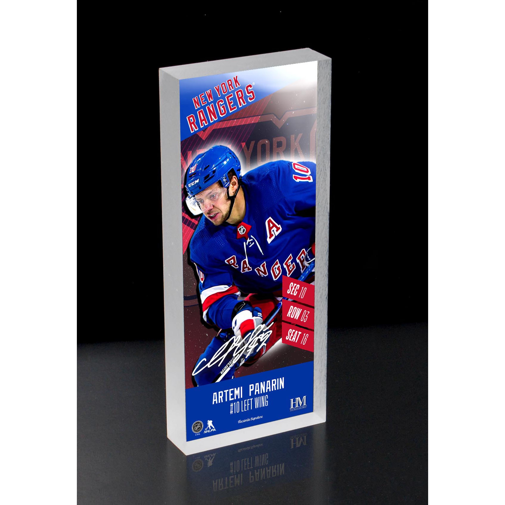 Artemi Panarin New York Rangers NHL Player Ticket 3D Block Art