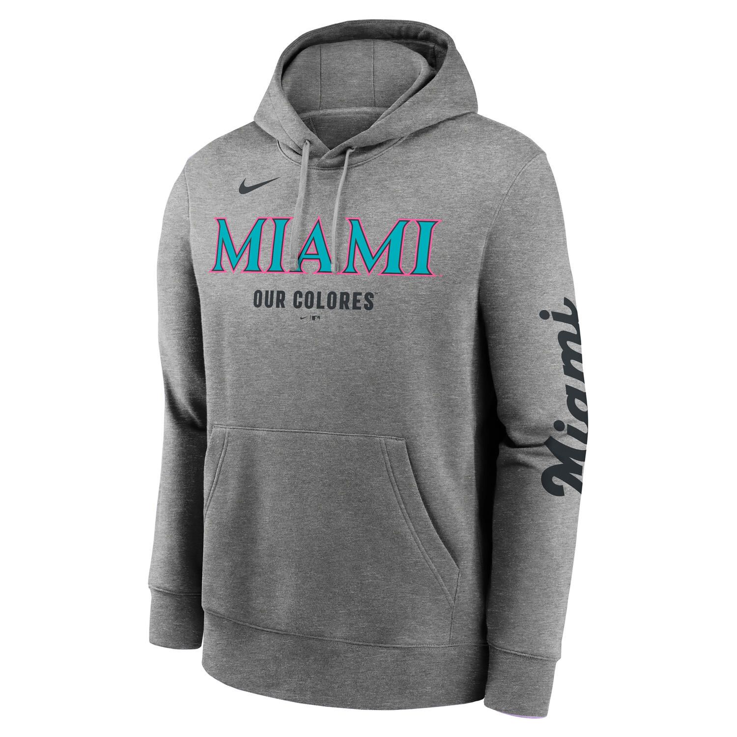 Miami Marlins City Connect Nike French Terry Club Hoodie Grau