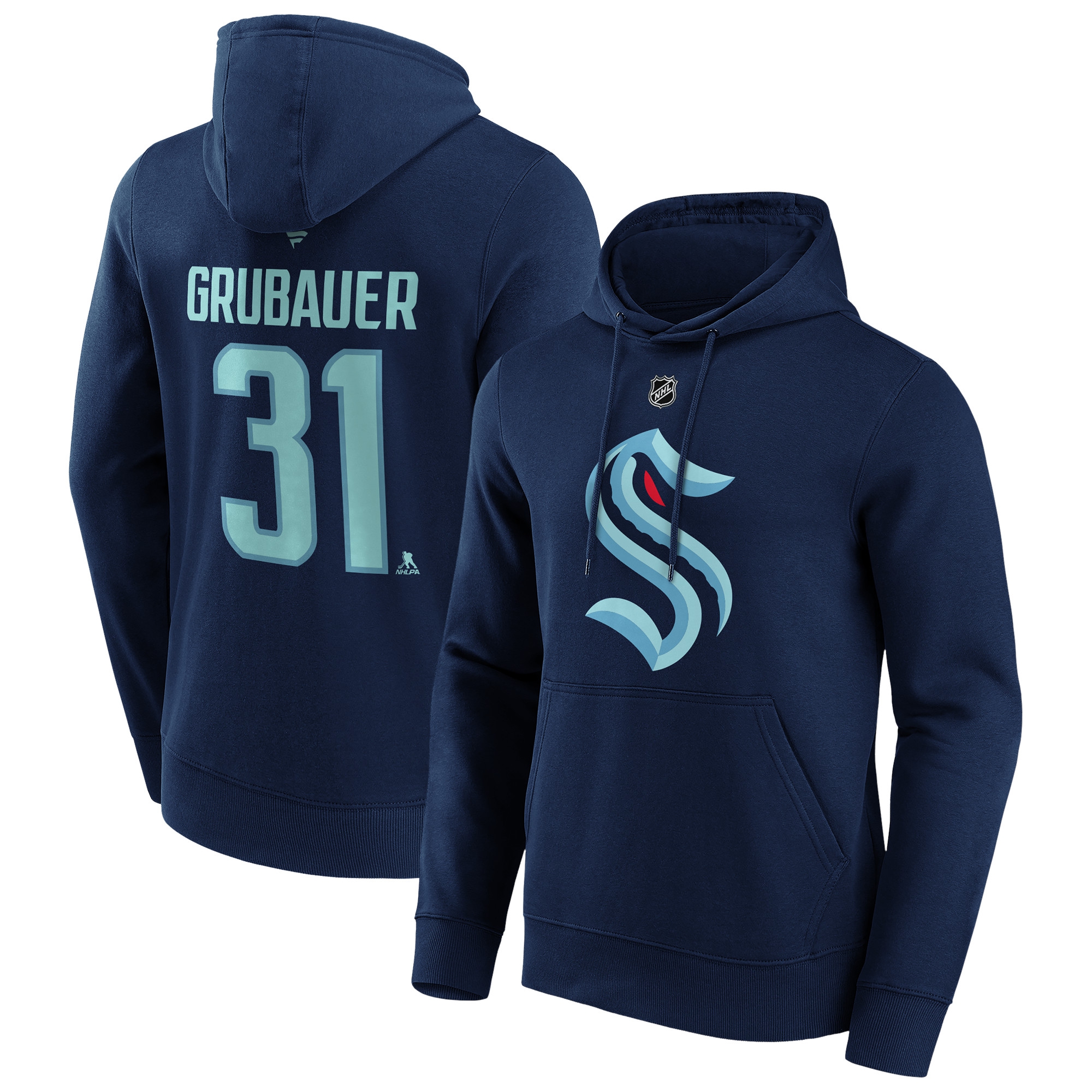 Philipp Grubauer #31 Seattle Kraken Player NHL Hoodie Navy