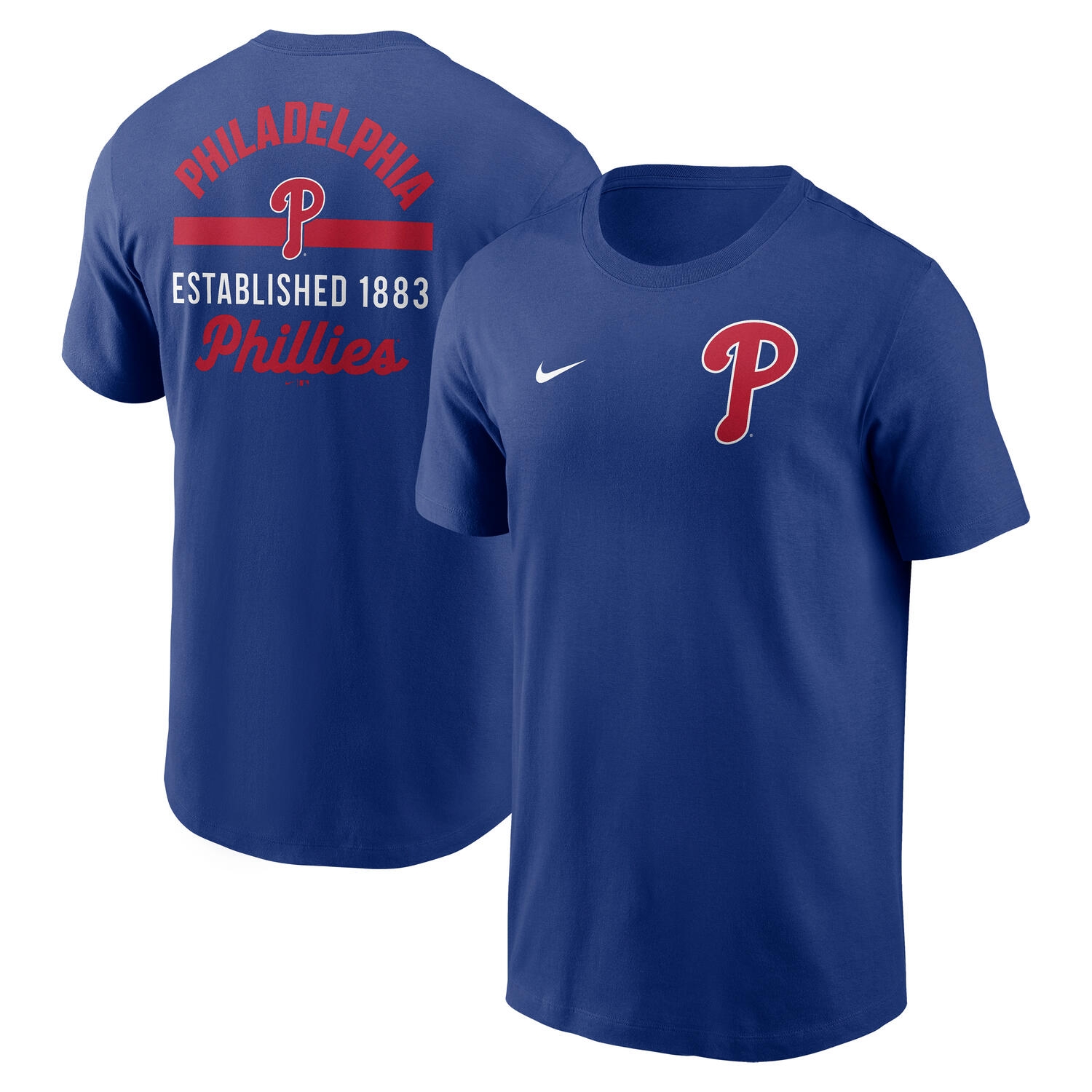 Philadelphia Phillies 2-Hit Nike Cotton T-Shirt Blau