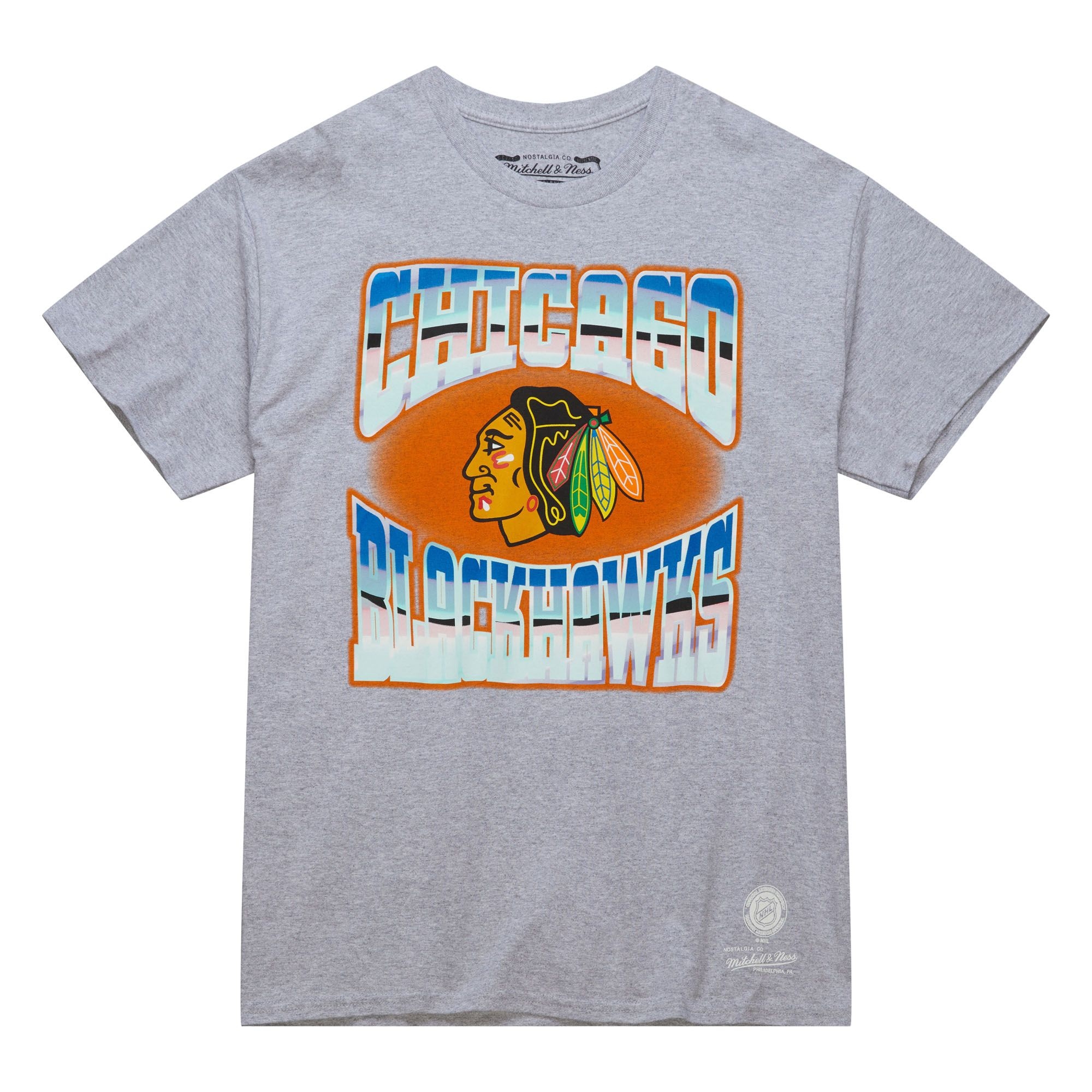 Chicago Blackhawks Stateside Pastel Mitchell & Ness NHL T-Shirt Grau