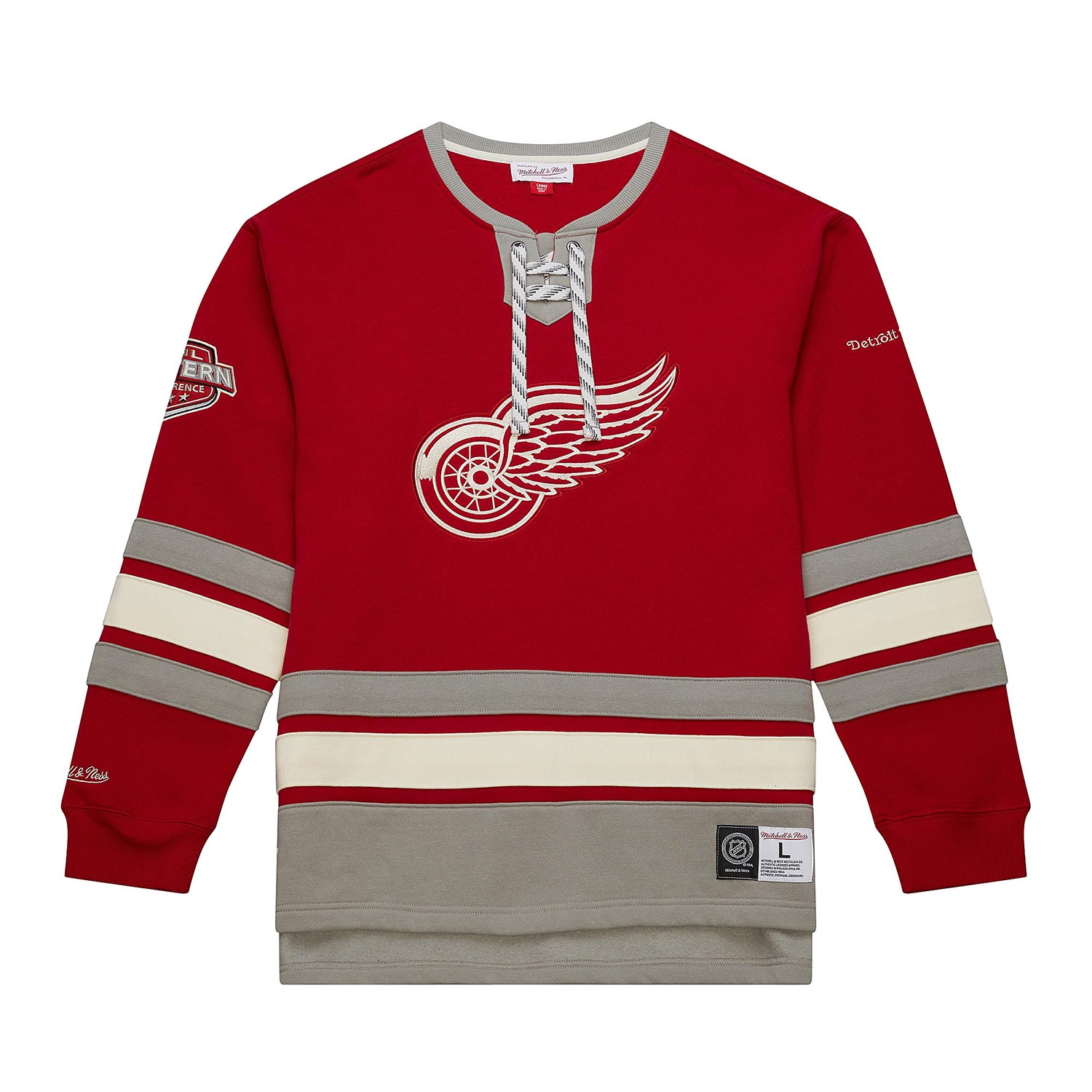 Detroit Red Wings Mitchell & Ness Heritage NHL Lace-Up Jersey Crew