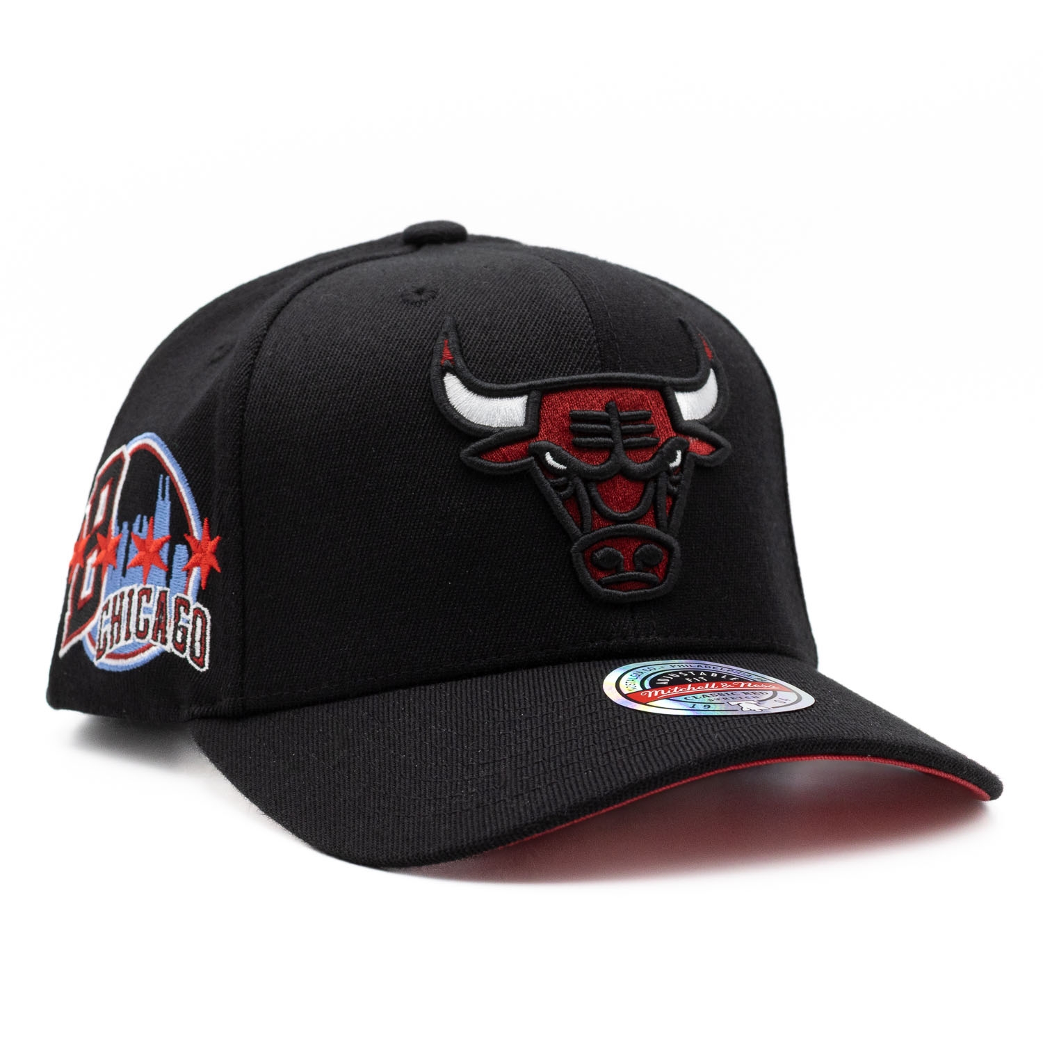 Chicago Bulls Custom Patch Classic Red Stretch Snapback Cap Schwarz