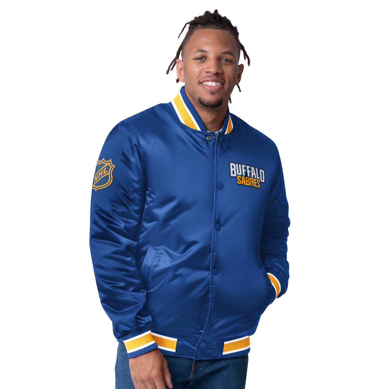 Buffalo Sabres Closer Reversible NHL Varsity Jacke Blau/Schwarz