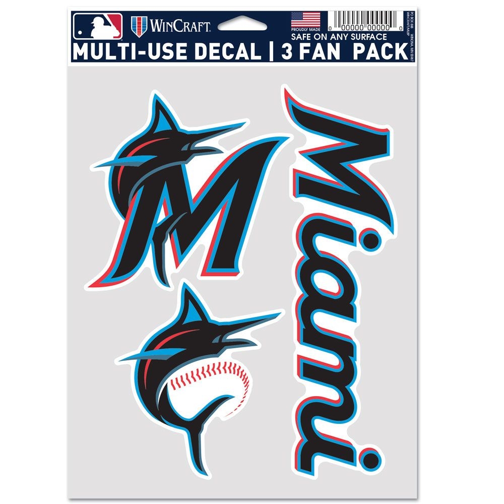 Miami Marlins Multi-Use MLB Decals Set (3 Pcs.)
