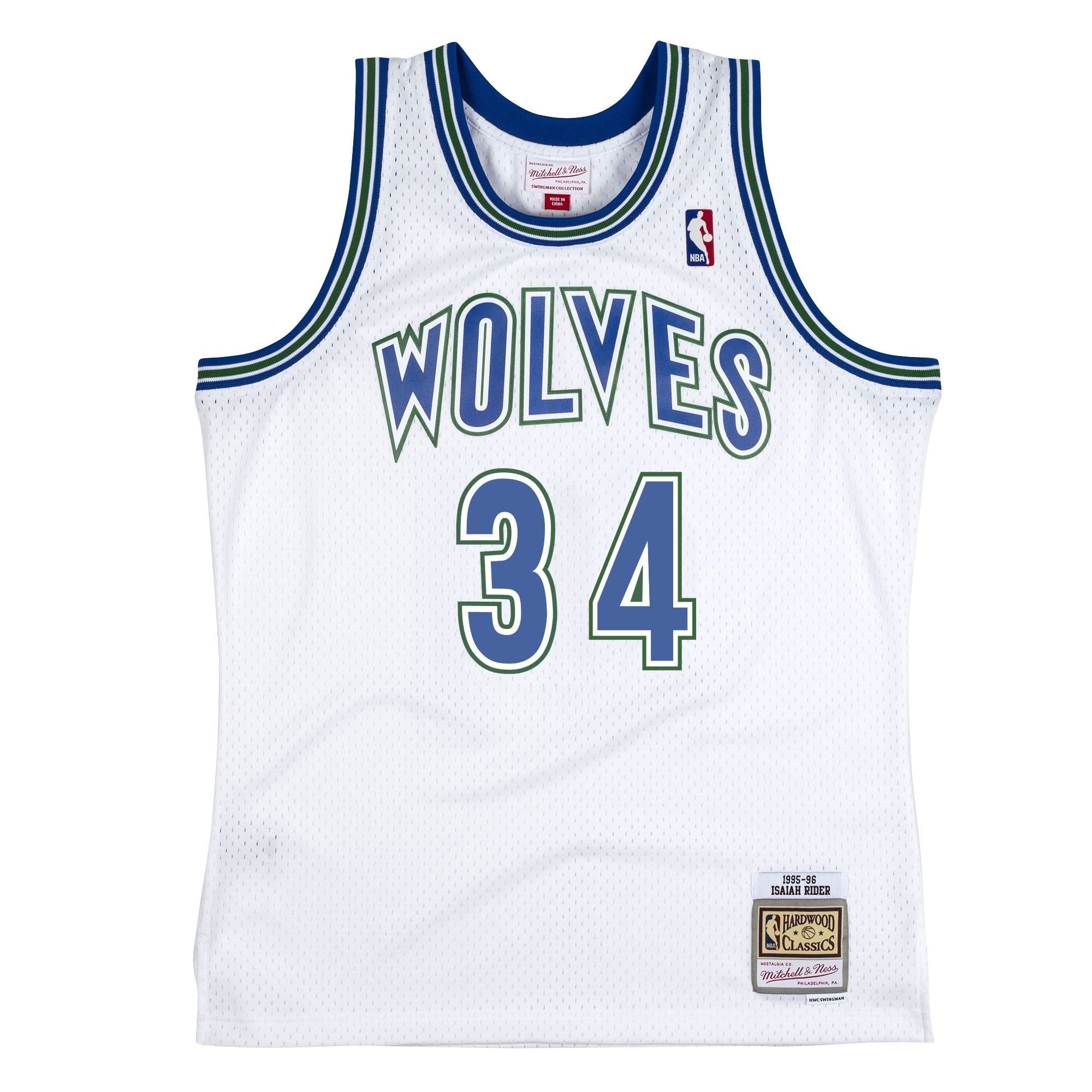 Isaiah Rider #34 Minnesota Timberwolves 1995-96 Mitchell & Ness Swingman NBA Trikot Weiß