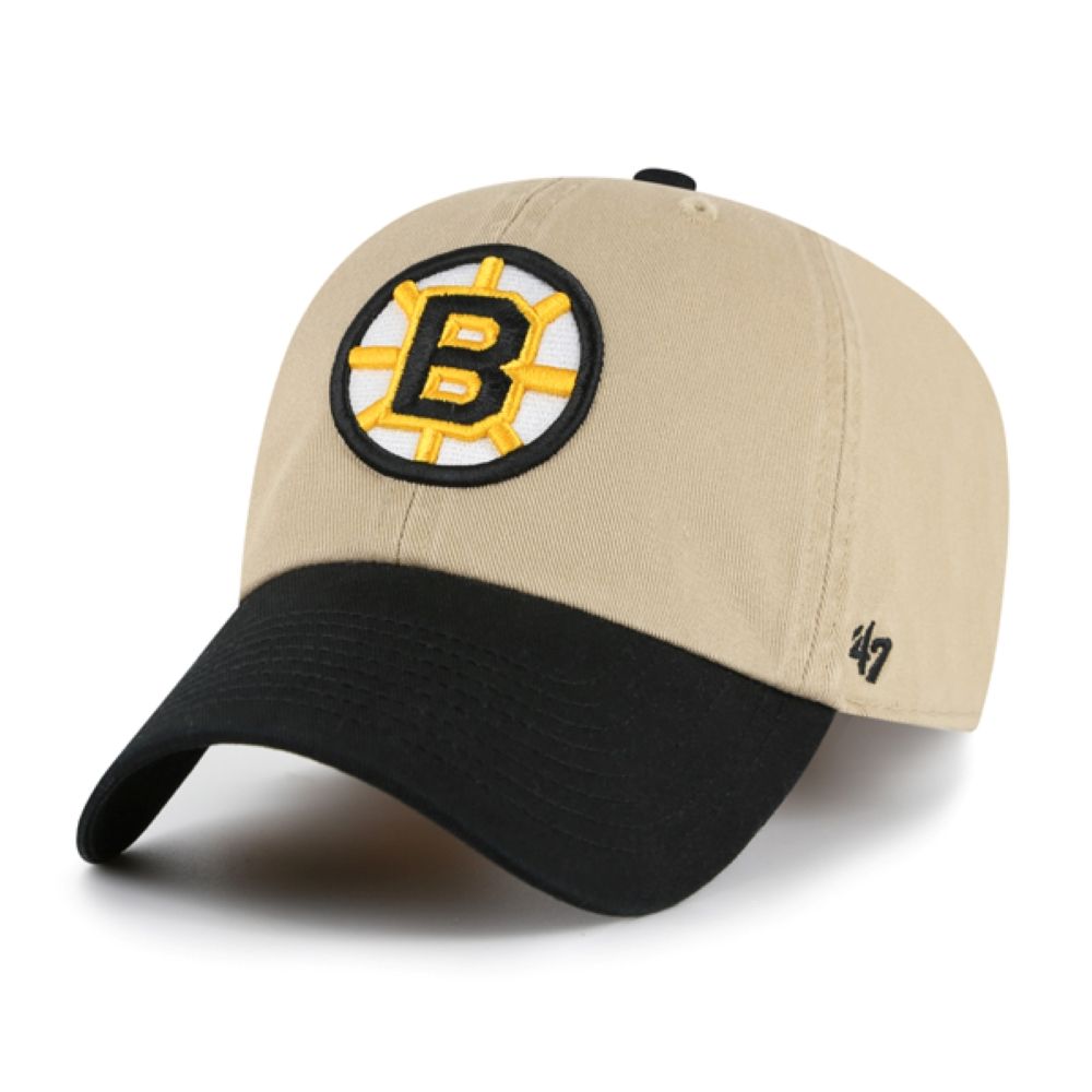 Boston Bruins 2-Tone '47 Clean Up Adjustable NHL Cap Khaki/Black