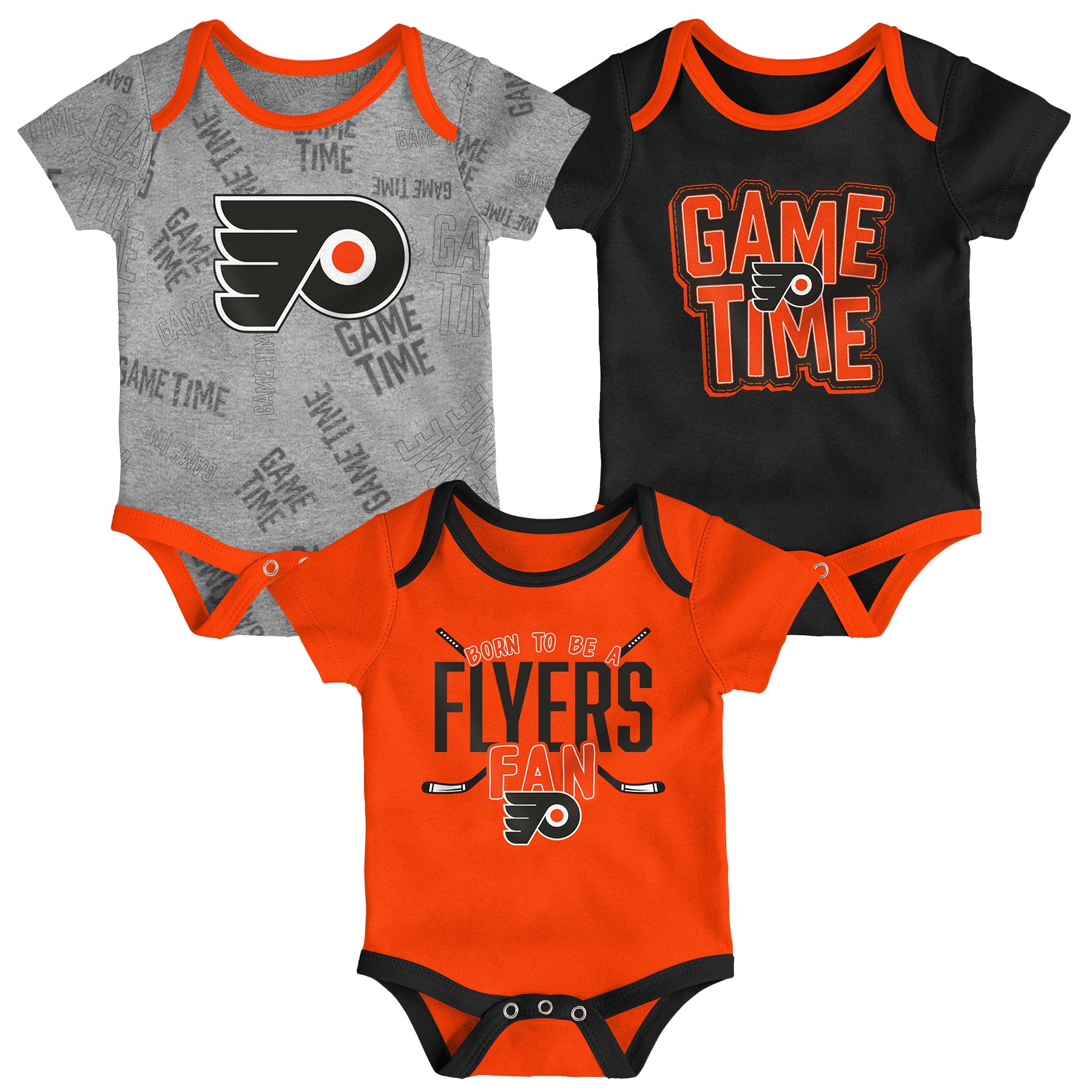 Philadelphia Flyers Game Time NHL Baby Bodysuit Set (3-Piece)