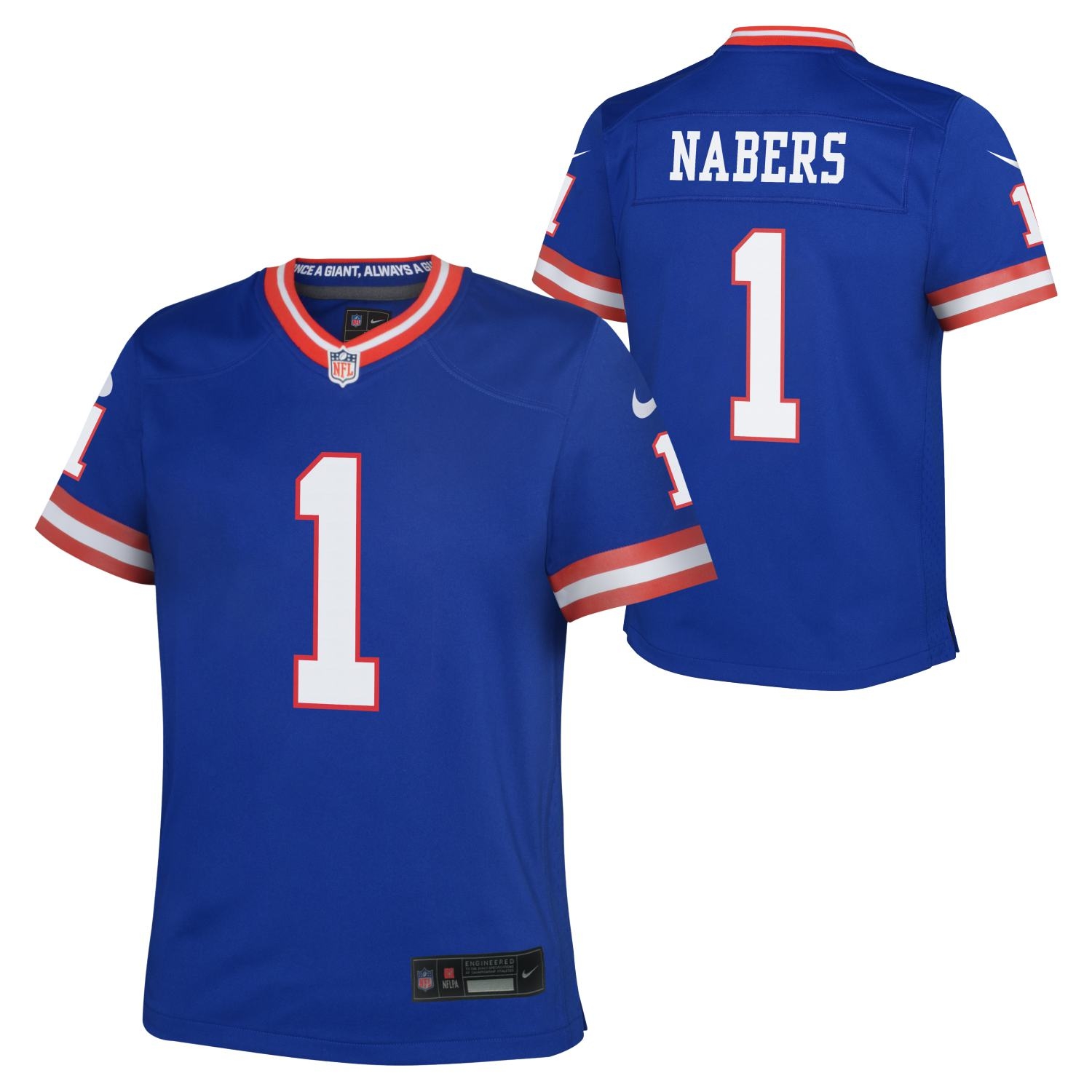 Malik Nabers #1 New York Giants Game Throwback NFL Jersey Blue (YOUTH)