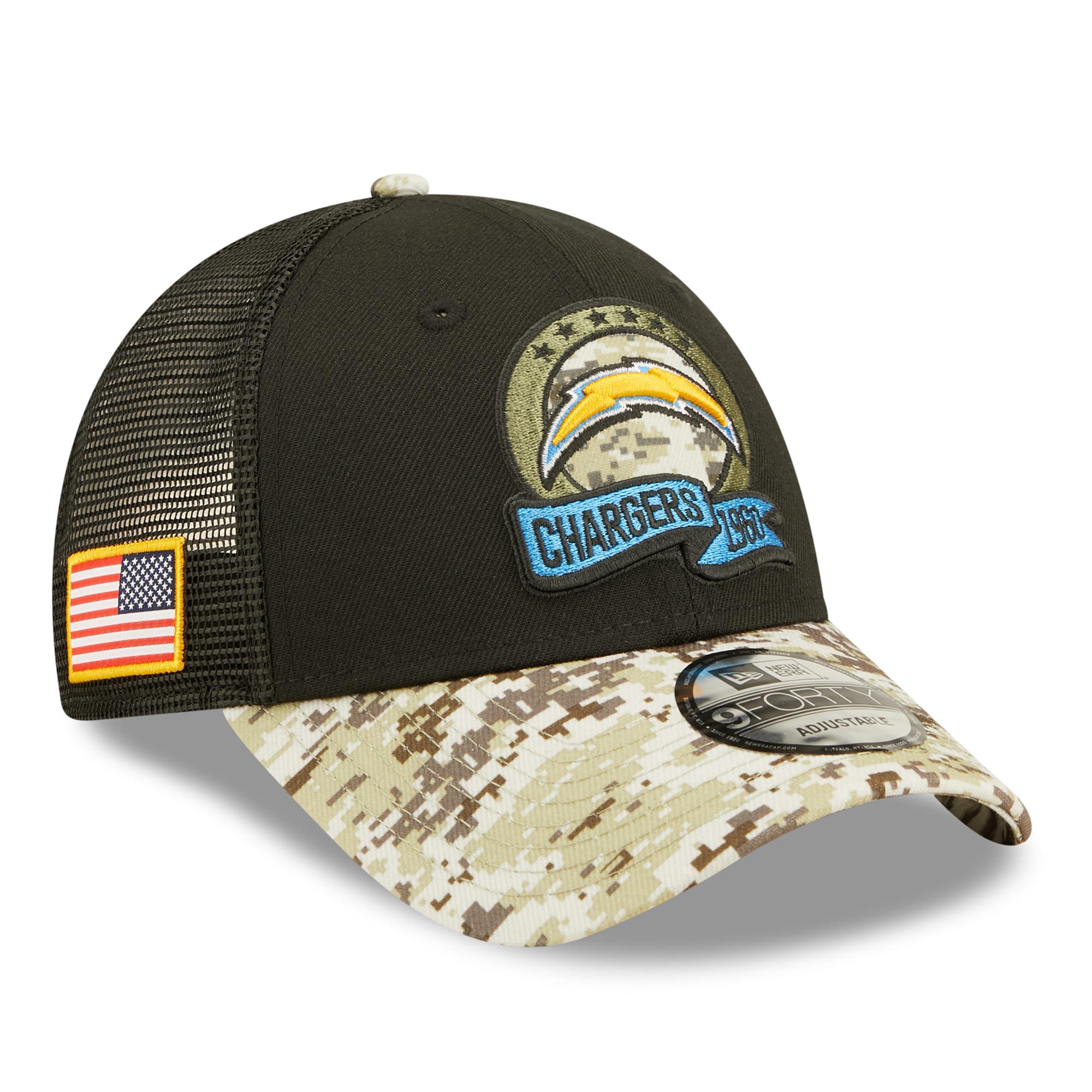 Los Angeles Chargers 2022 NFL On-Field Salute to Service New Era 9FORTY Cap