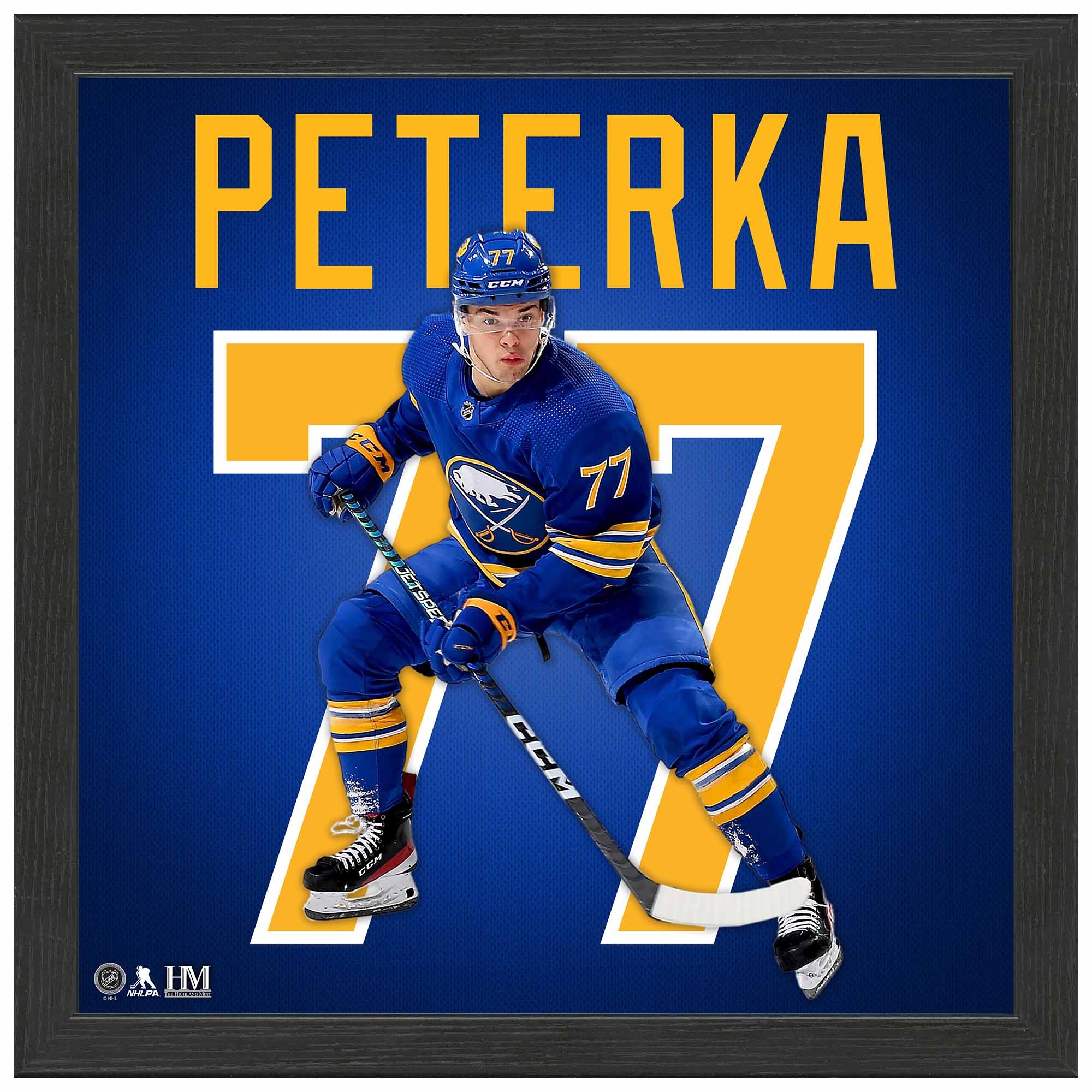 J. J. Peterka #77 Buffalo Sabres Impact Jersey Gerahmtes NHL Bild