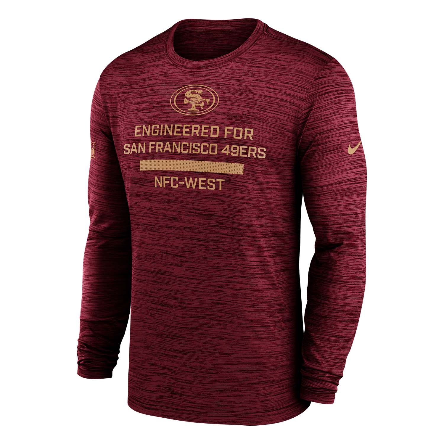 San Francisco 49ers 2025 NFL Sideline Nike Velocity Performance Long Sleeve T-Shirt Rot