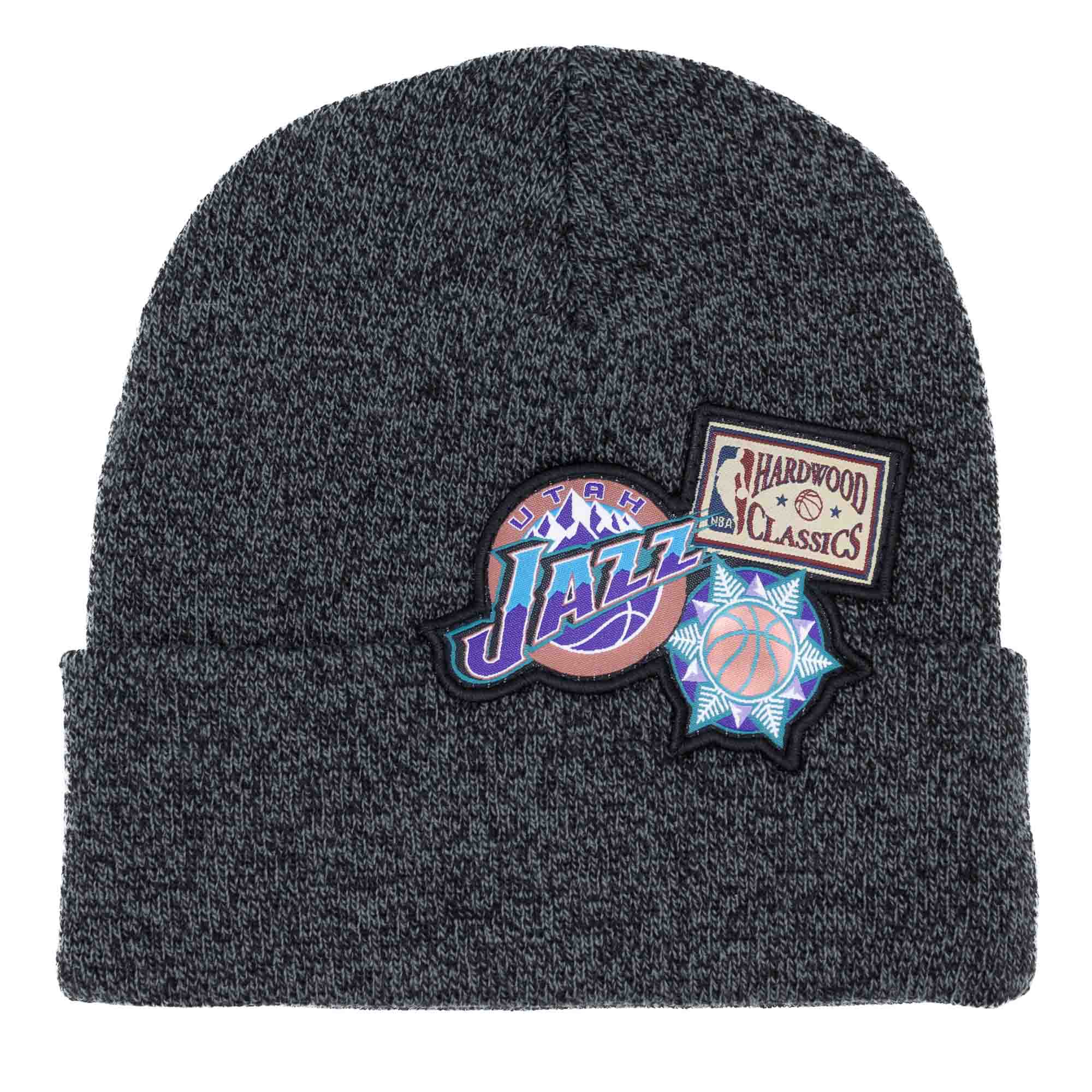 Utah Jazz XL Logo Patch Mitchell & Ness NBA Beanie Wintermütze