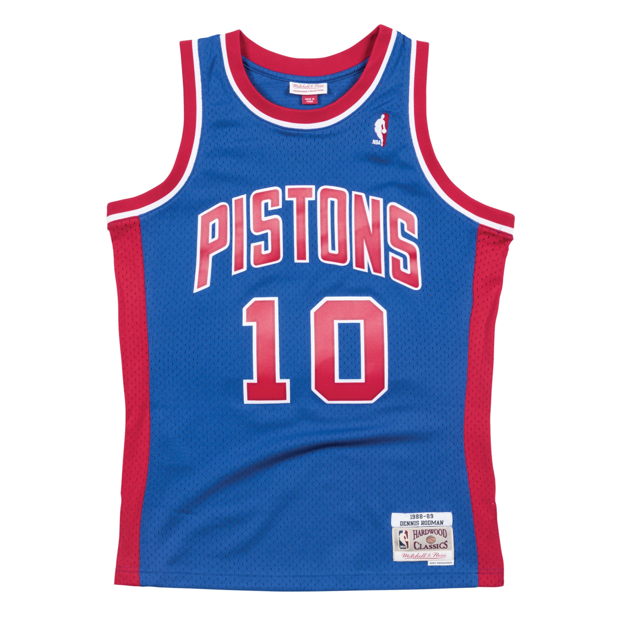 Dennis Rodman #10 Detroit Pistons 1988-89 Mitchell & Ness Swingman NBA Trikot Blau