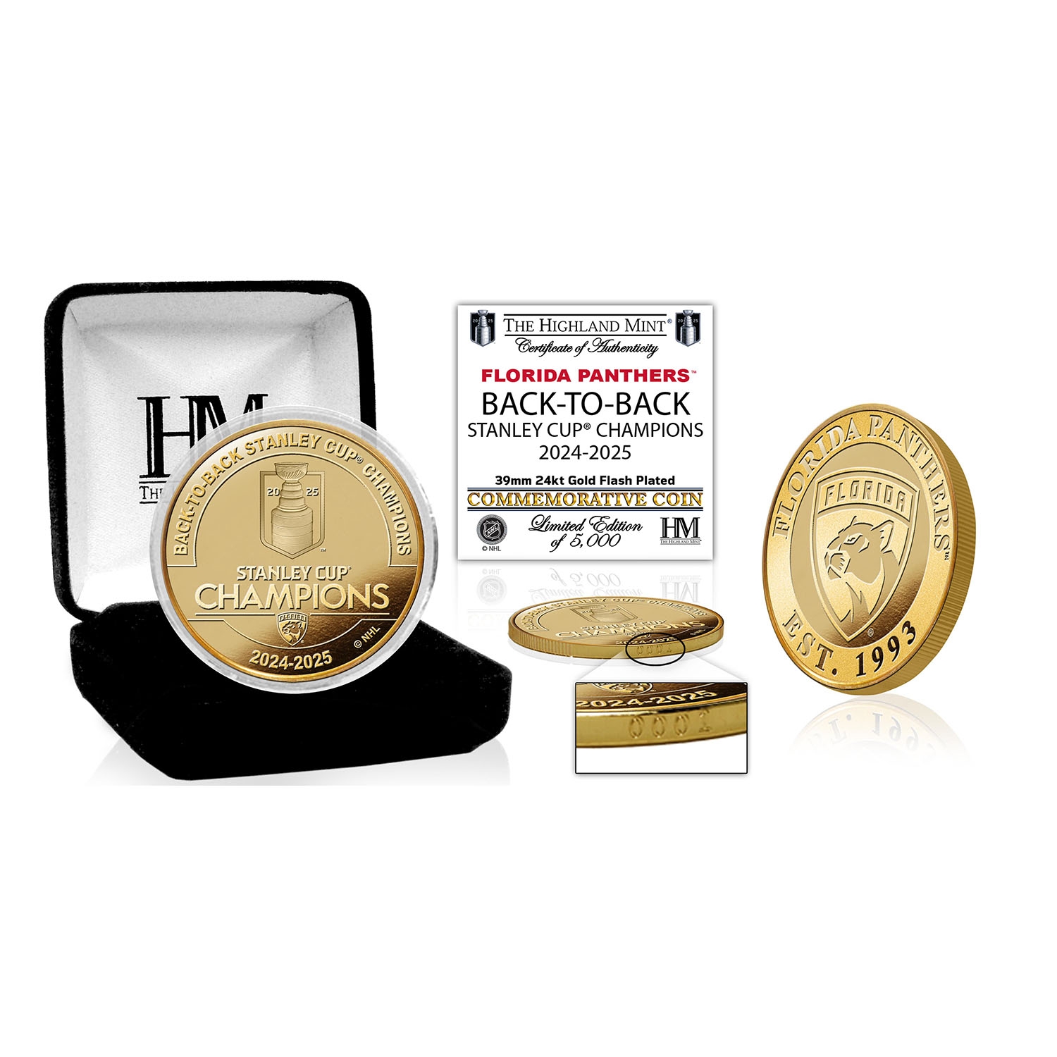 Florida Panthers 2025 Stanley Cup Champions Gold Commemorative Coin