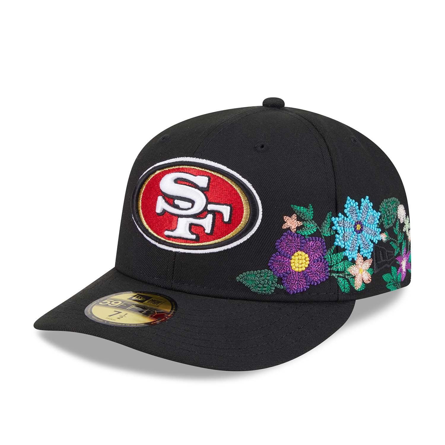 San Francisco 49ers NFL Tonal Florals 59FIFTY Fitted Pre-Curved Cap Schwarz