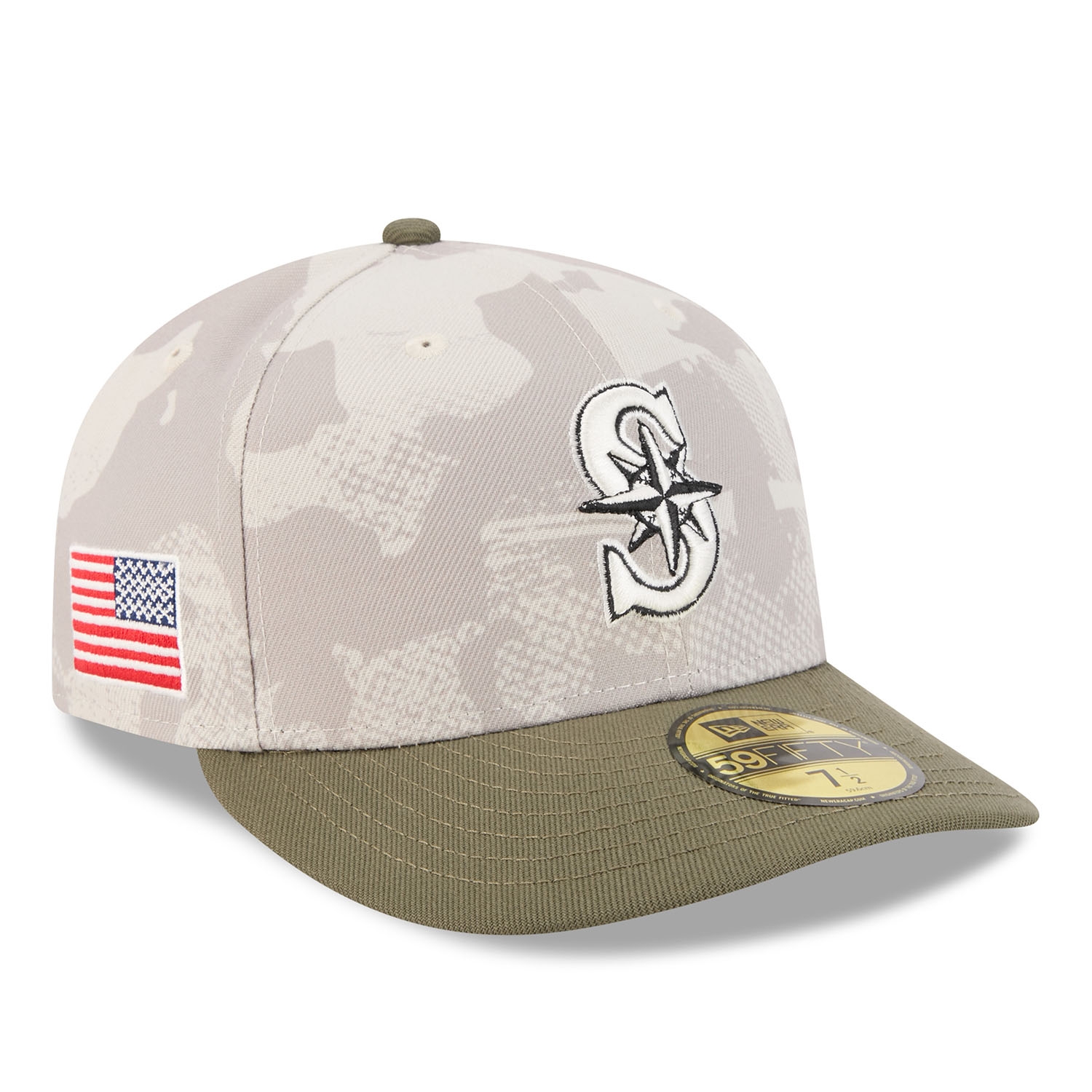 Seattle Mariners 2025 MLB Authentic Armed Forces Pre-Curved 59FIFTY Fitted Cap