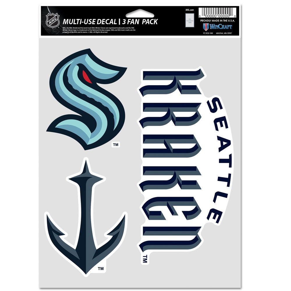 Seattle Kraken Multi-Use NHL Decals Set (3 Pcs.)